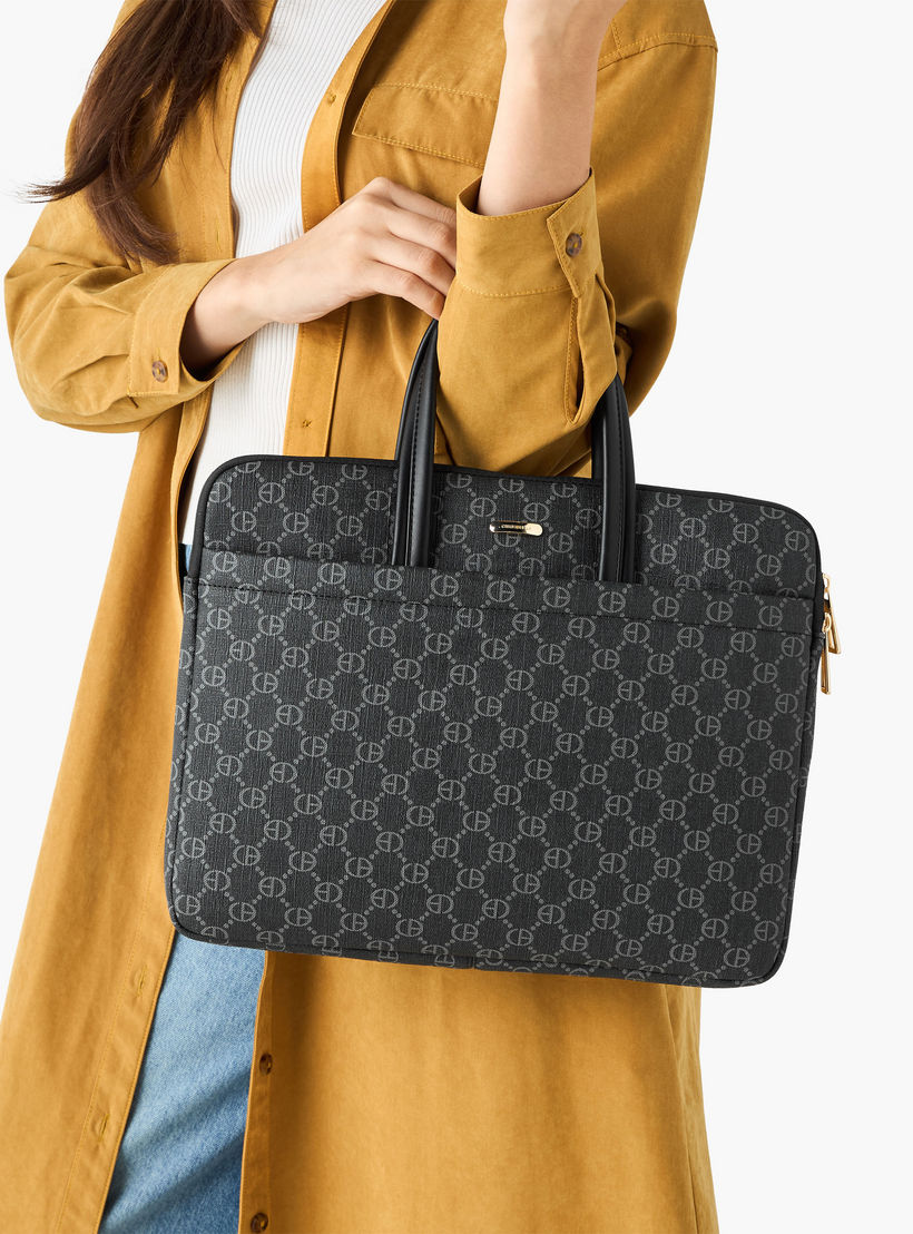 Chrisbella Monogram Print Laptop Bag with Top Handles-women-bagsandwallets-handbags-image-2