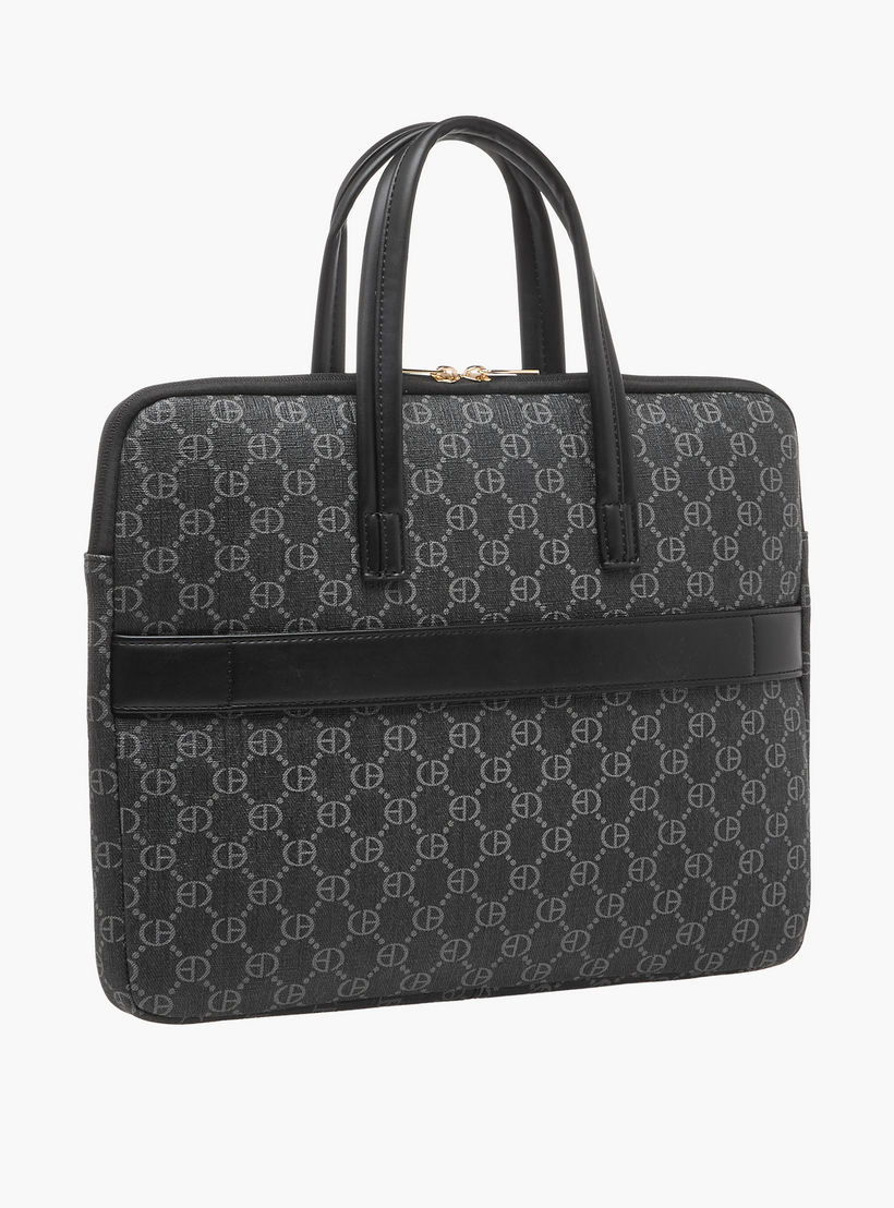 Chrisbella Monogram Print Laptop Bag with Top Handles-women-bagsandwallets-handbags-image-3