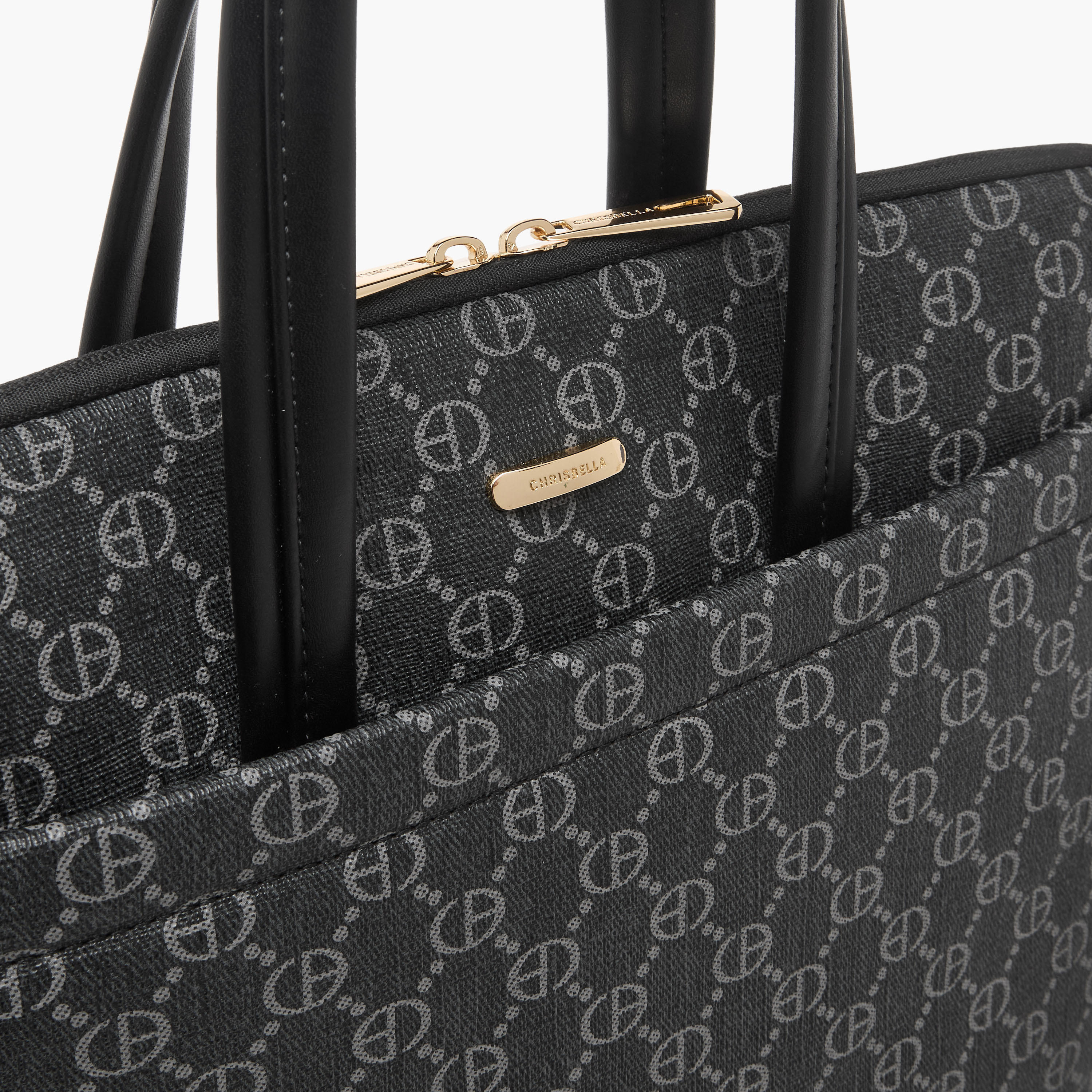 Chrisbella Monogram Print Laptop Bag with Top Handles-women-bagsandwallets-handbags-image-4