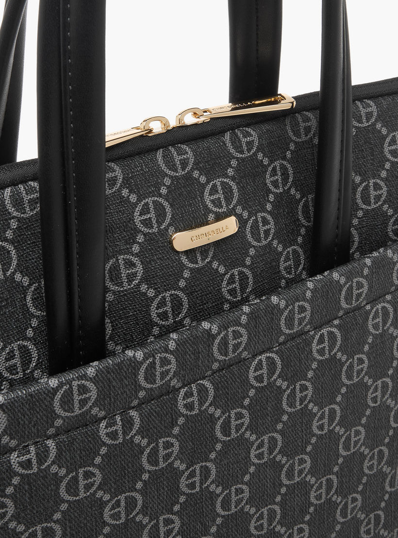 Chrisbella Monogram Print Laptop Bag with Top Handles-women-bagsandwallets-handbags-image-4
