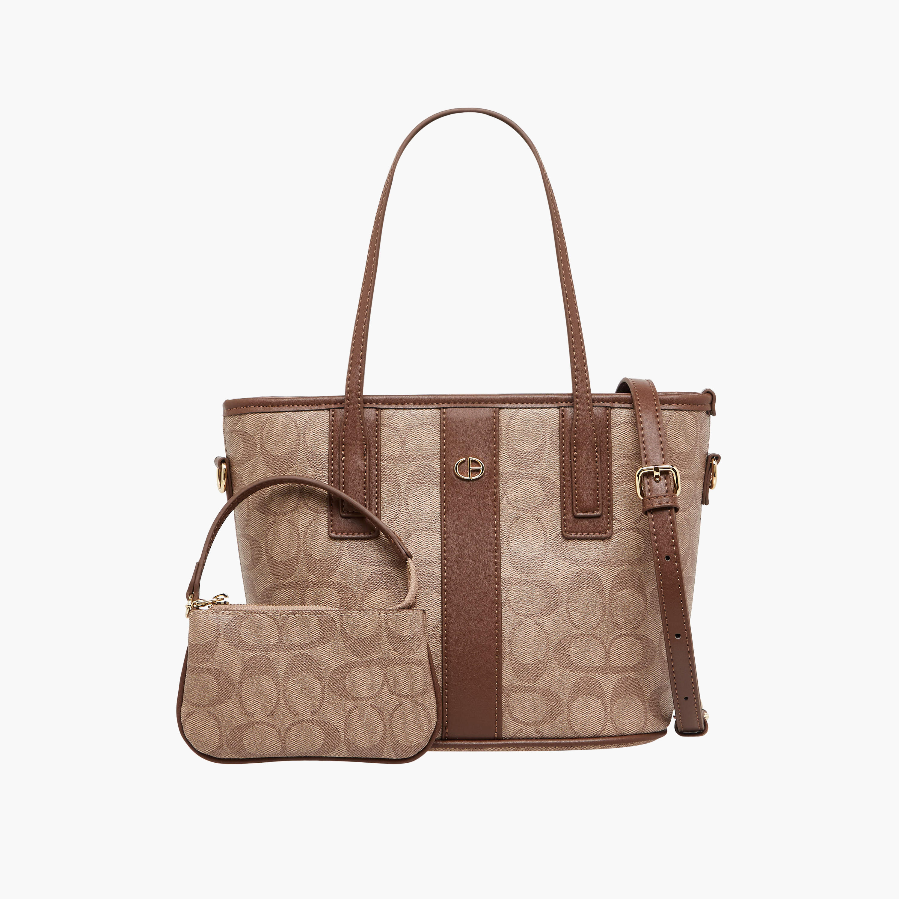 Chrisbella Printed Tote Bag with Pouch-women-bagsandwallets-handbags-image-1