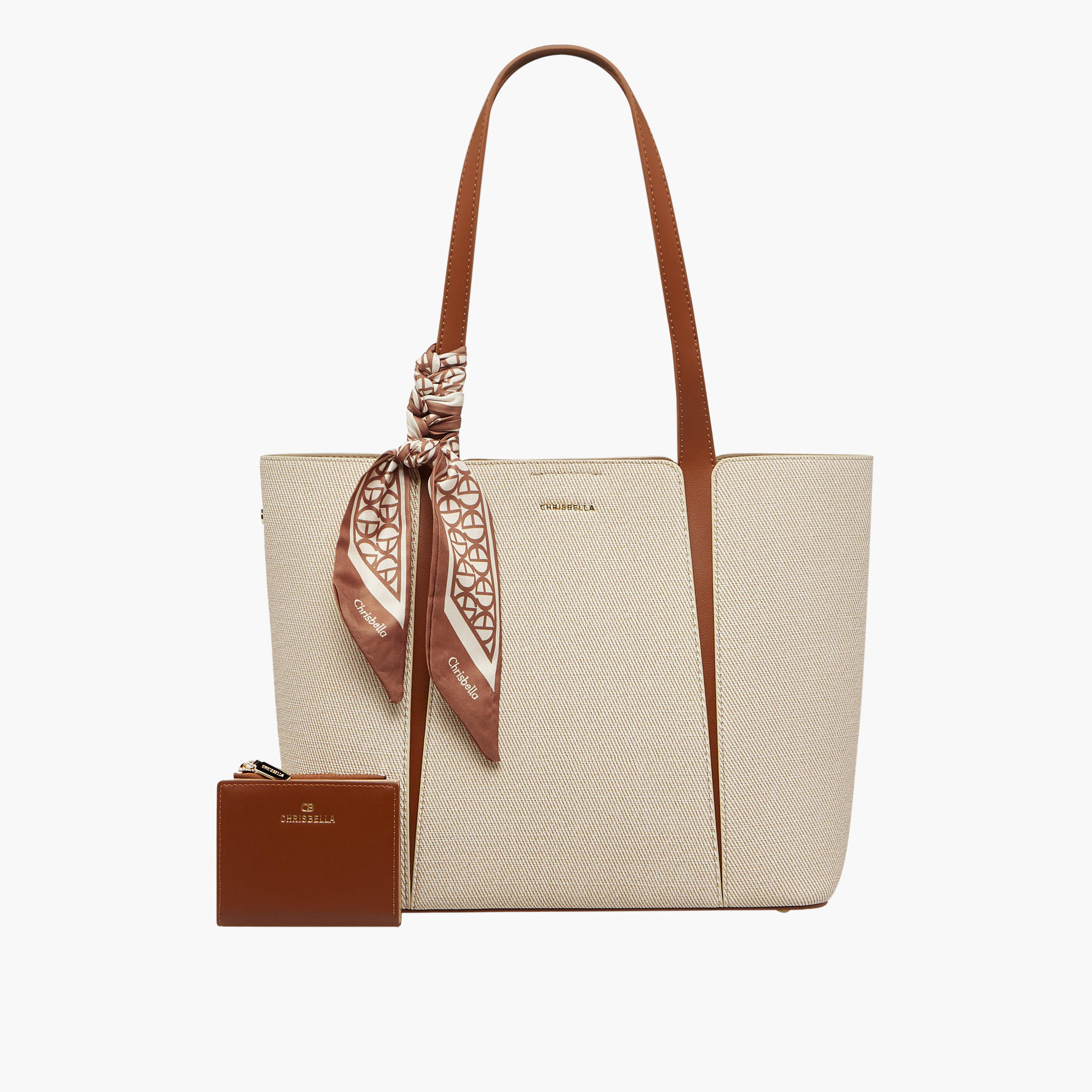 شنطة توت بتزيينات وشاح مع محفظة من كريسبيلا-women-bagsandwallets-handbags-image-1