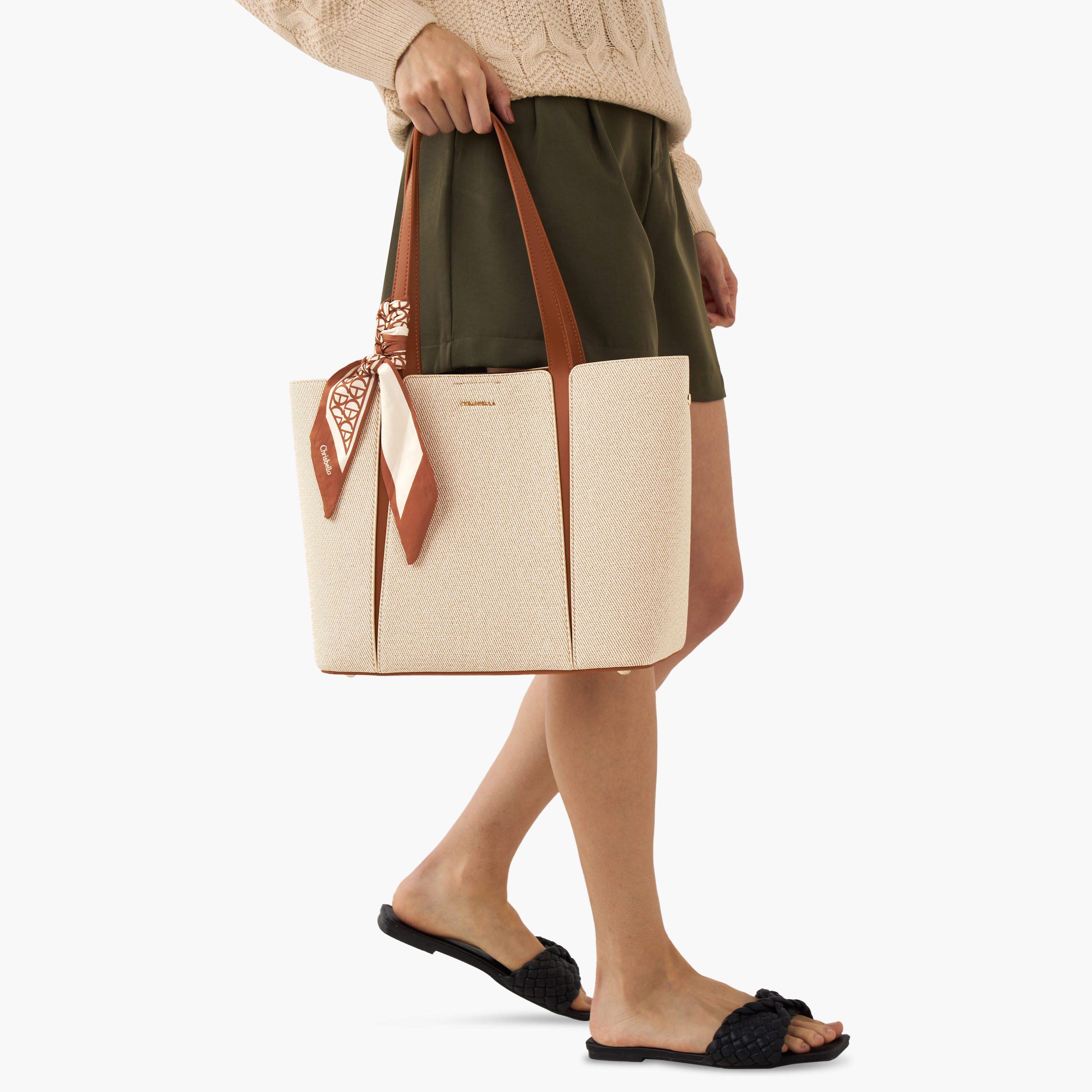 شنطة توت بتزيينات وشاح مع محفظة من كريسبيلا-women-bagsandwallets-handbags-image-10