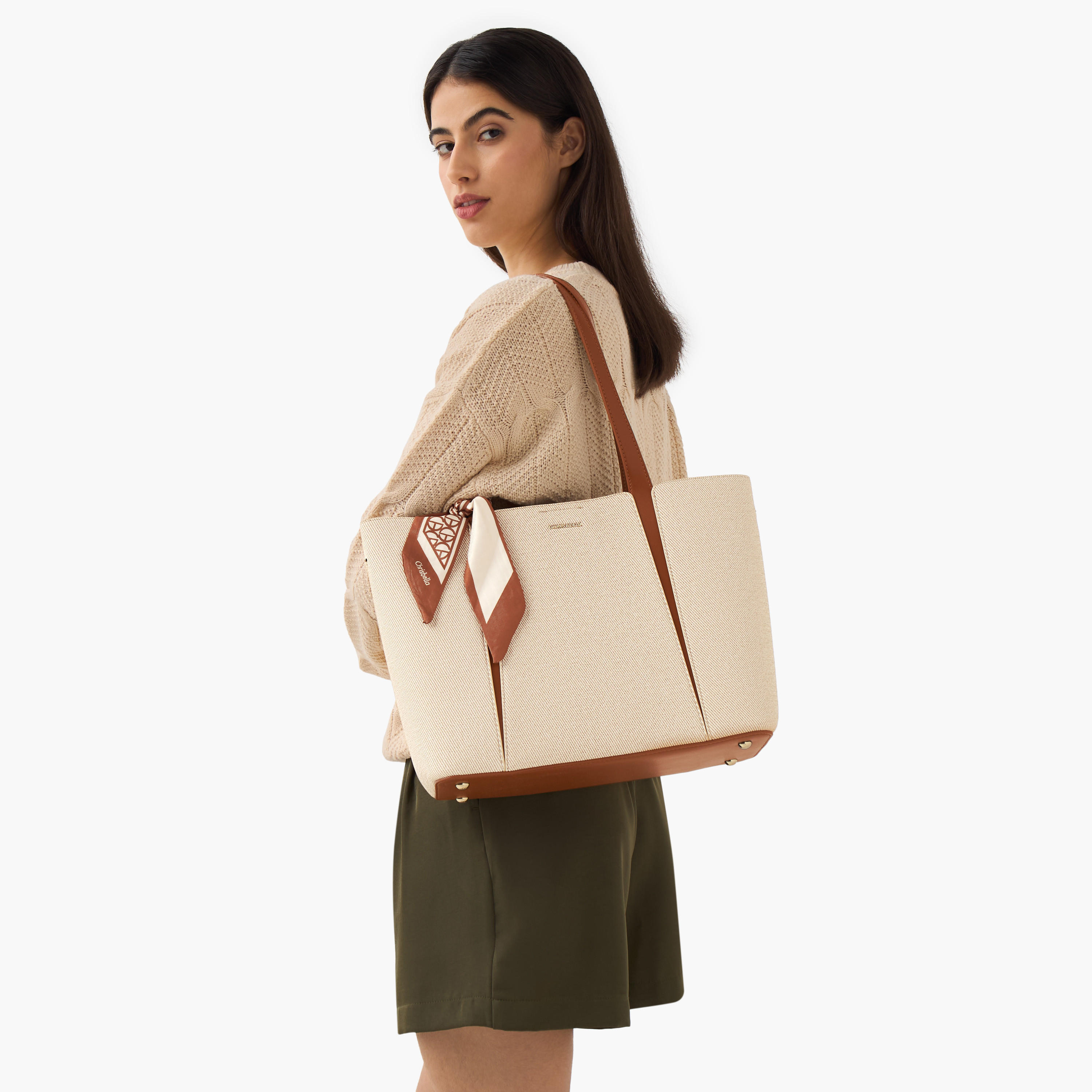 شنطة توت بتزيينات وشاح مع محفظة من كريسبيلا-women-bagsandwallets-handbags-image-2