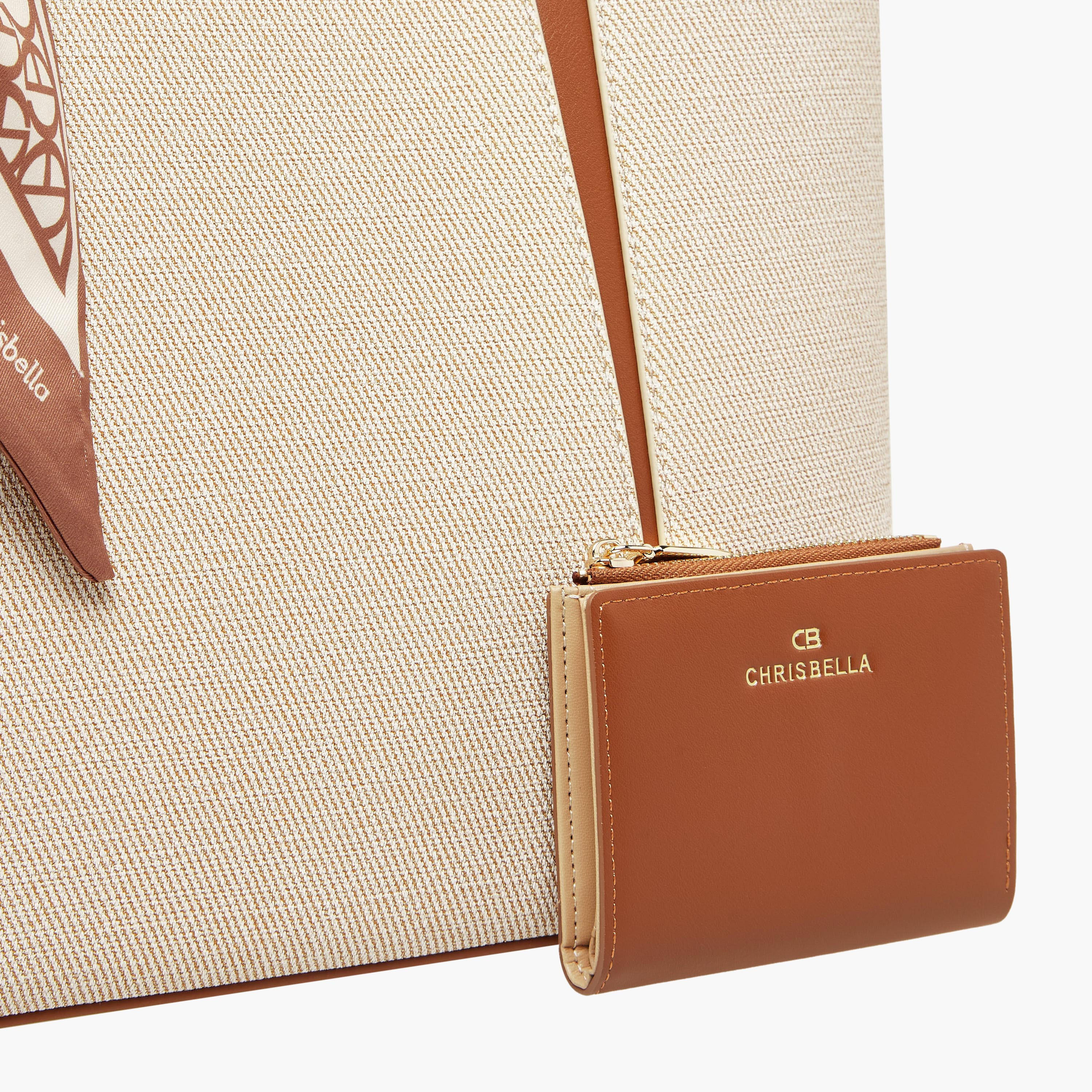 شنطة توت بتزيينات وشاح مع محفظة من كريسبيلا-women-bagsandwallets-handbags-image-6