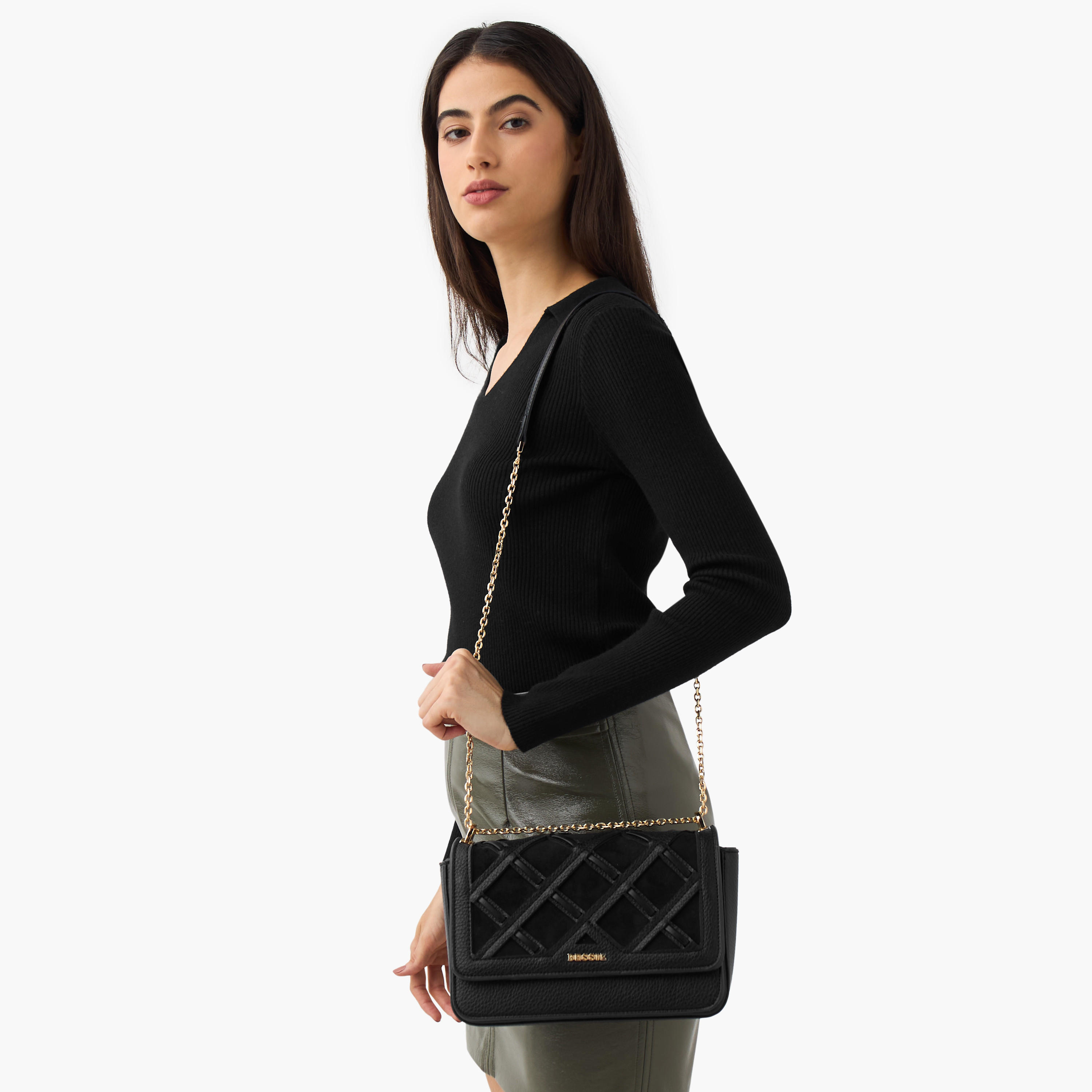 Bessie London Textured Crossbody Bag with Flap Closure-women-bagsandwallets-handbags-image-8
