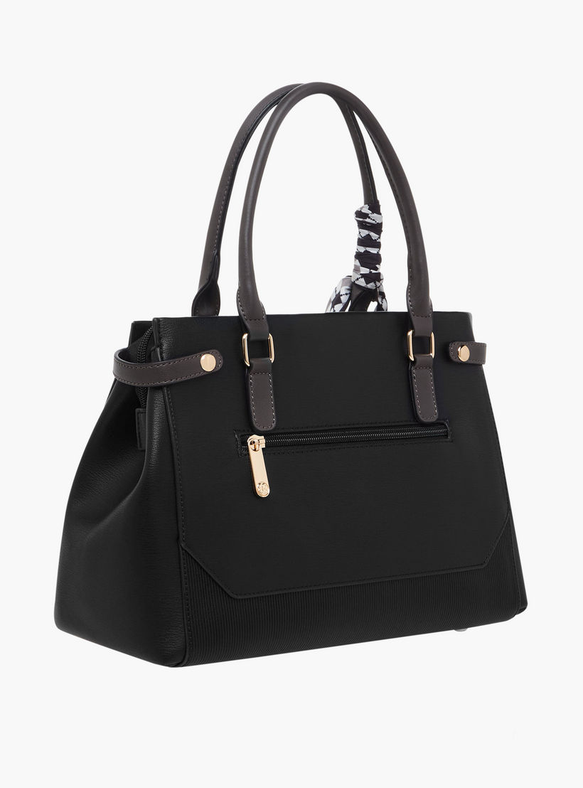 Bessie London Scarf Accent Tote Bag with Detachable Strap-women-bagsandwallets-handbags-image-4