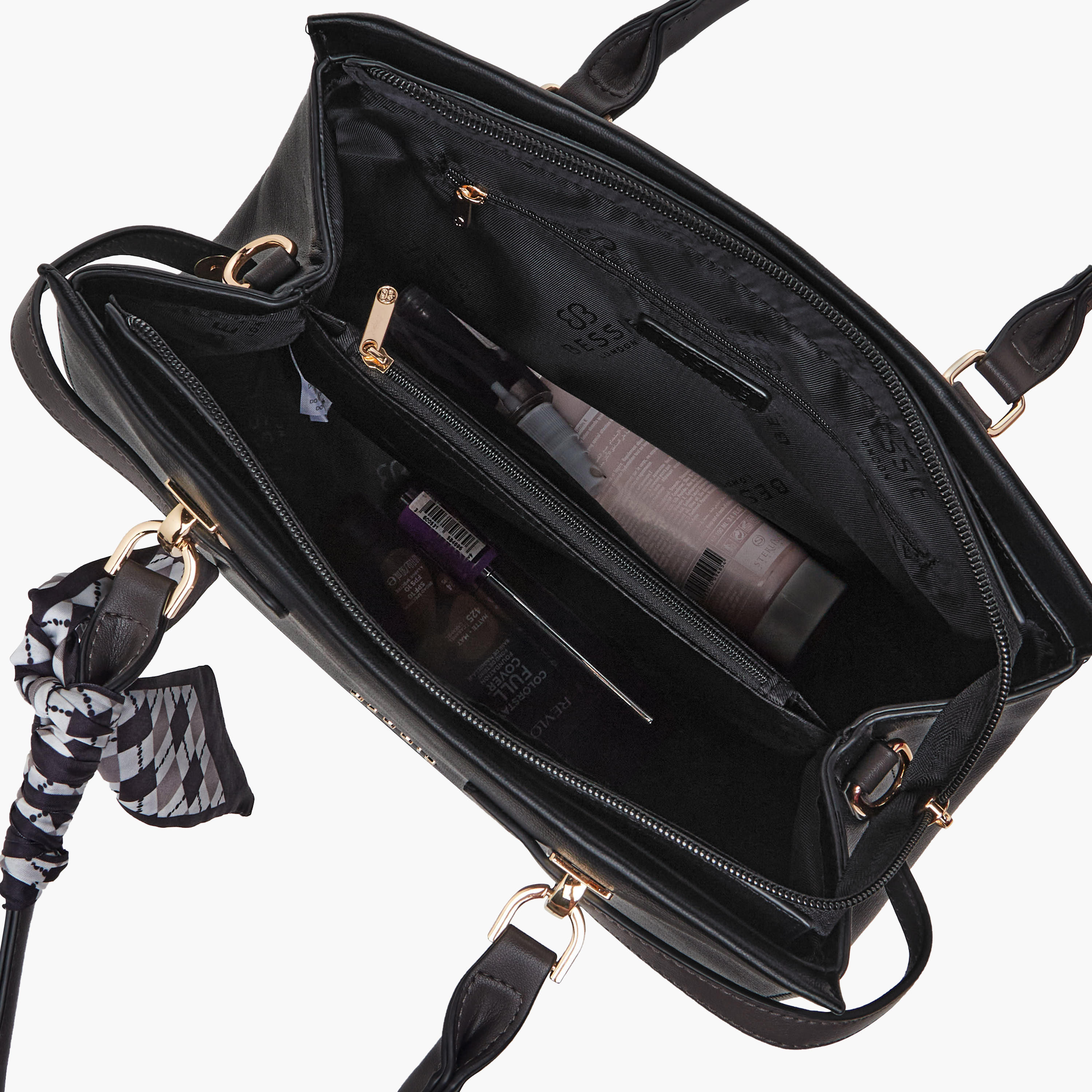 Bessie London Scarf Accent Tote Bag with Detachable Strap-women-bagsandwallets-handbags-image-9