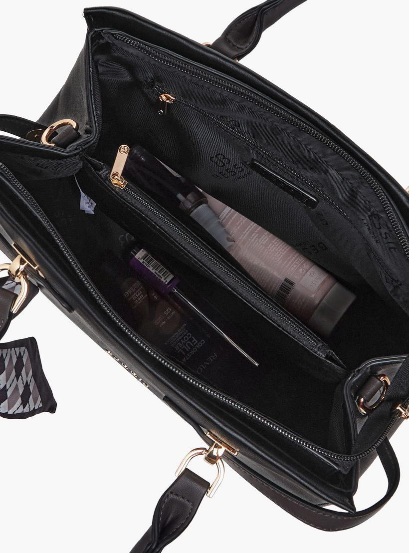 Bessie London Scarf Accent Tote Bag with Detachable Strap-women-bagsandwallets-handbags-image-9