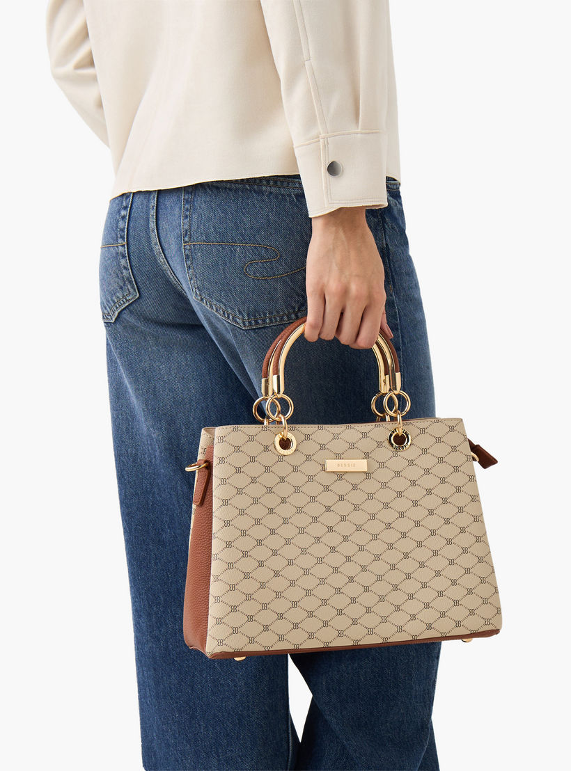 Bessie London Printed Tote Bag with Zip Closure-women-bagsandwallets-handbags-image-8