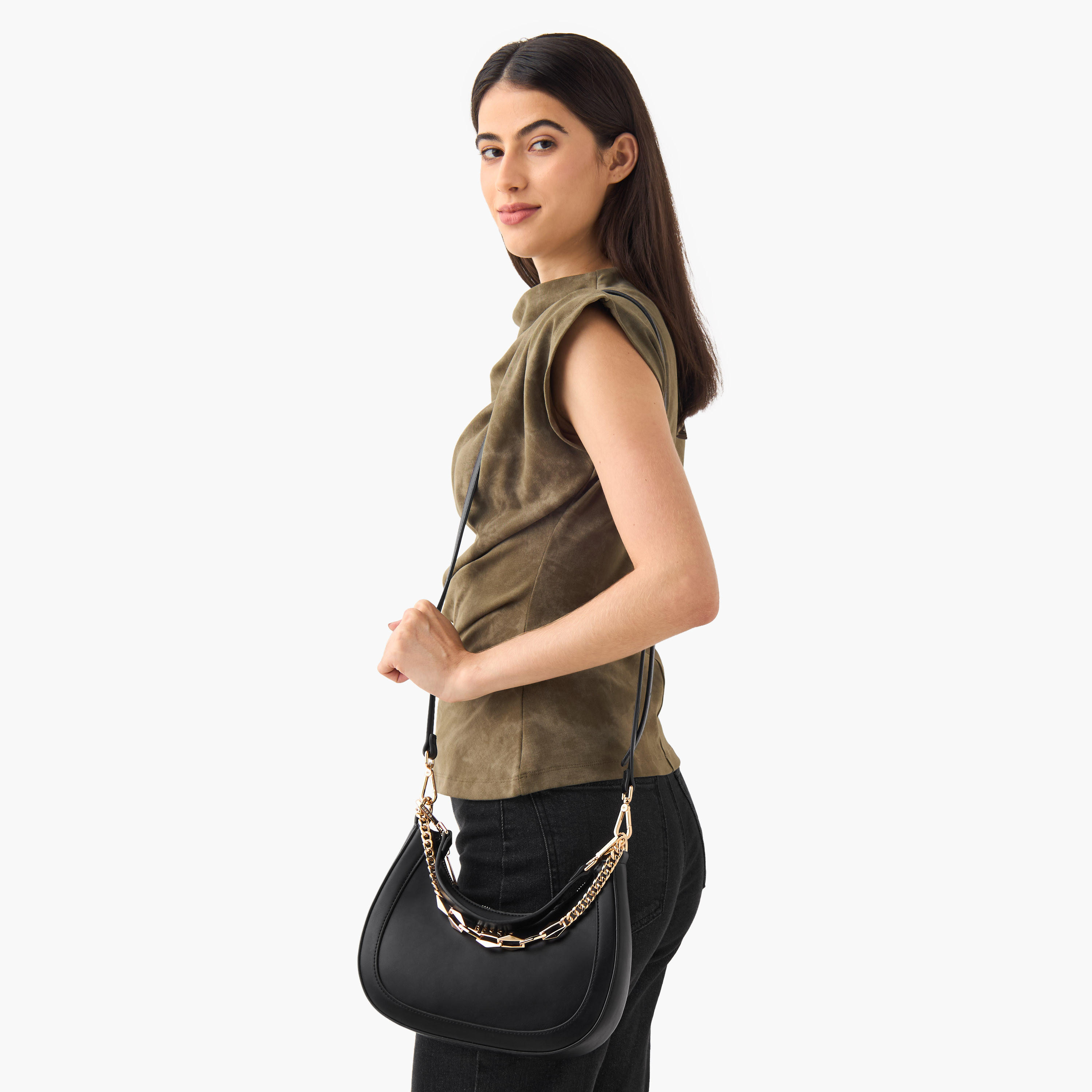 Bessie London Solid Crossbody Bag with Detachable Strap-women-bagsandwallets-handbags-image-2