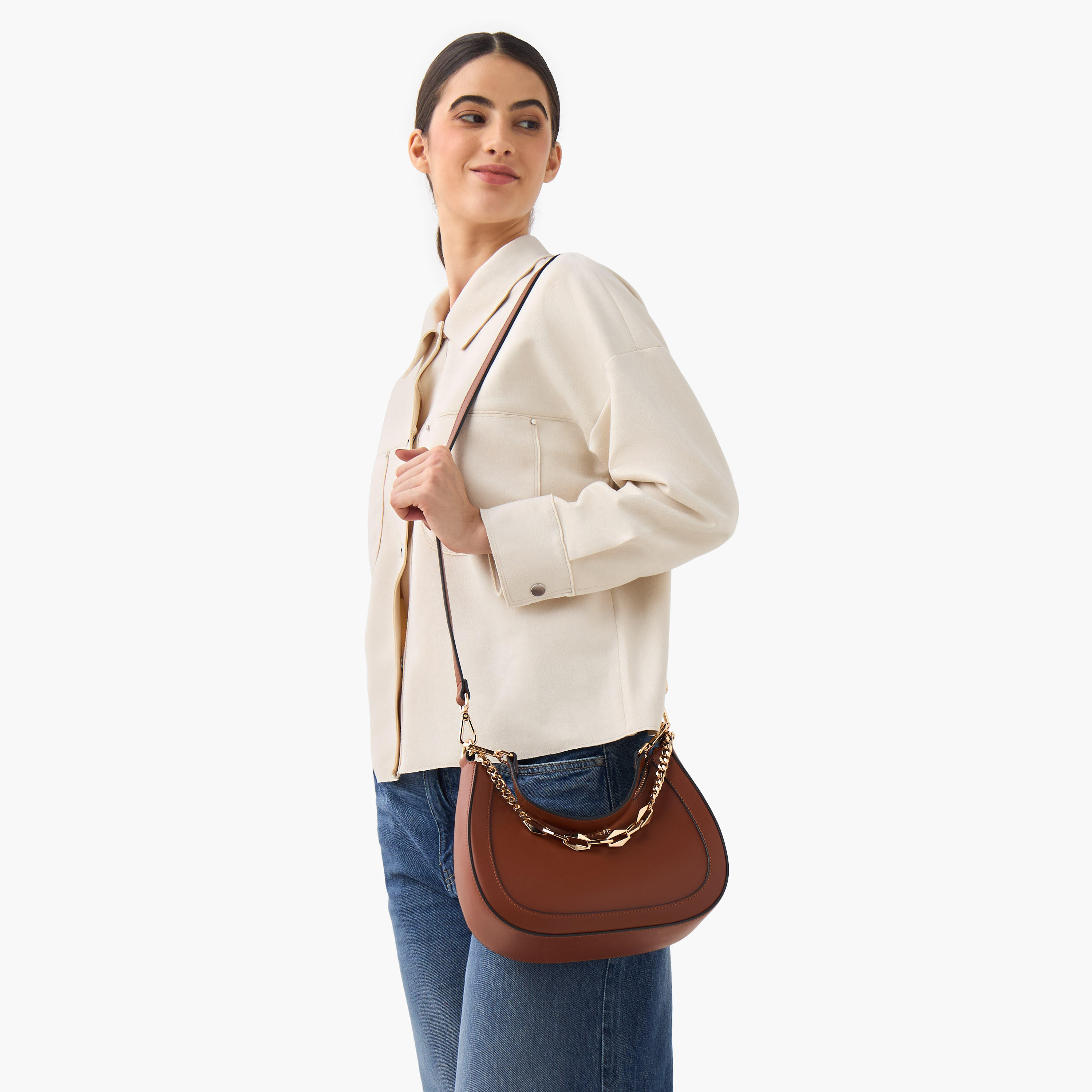 Bessie London Solid Baguette Bag with Zip Closure-women-bagsandwallets-handbags-image-2