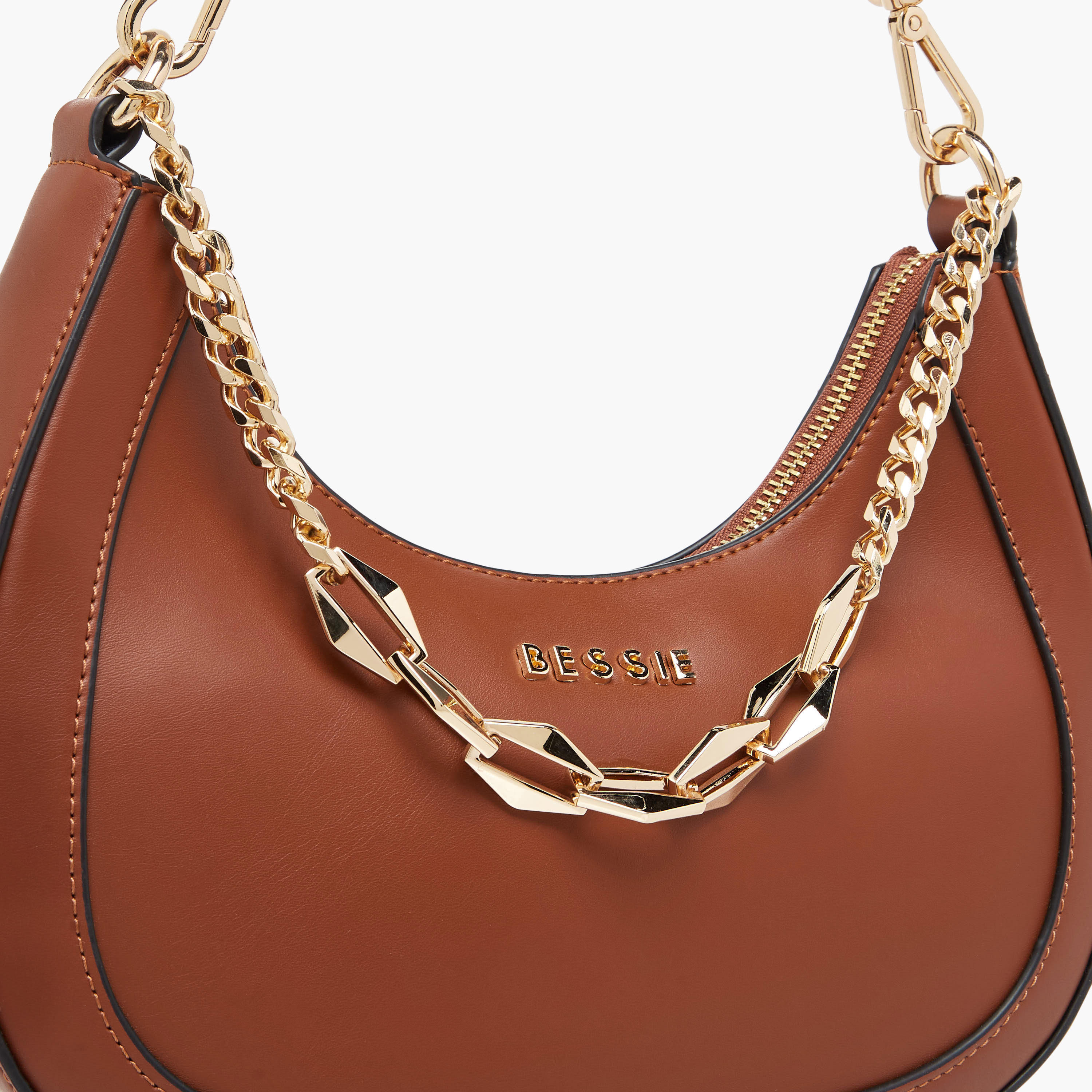 Bessie London Solid Baguette Bag with Zip Closure-women-bagsandwallets-handbags-image-5