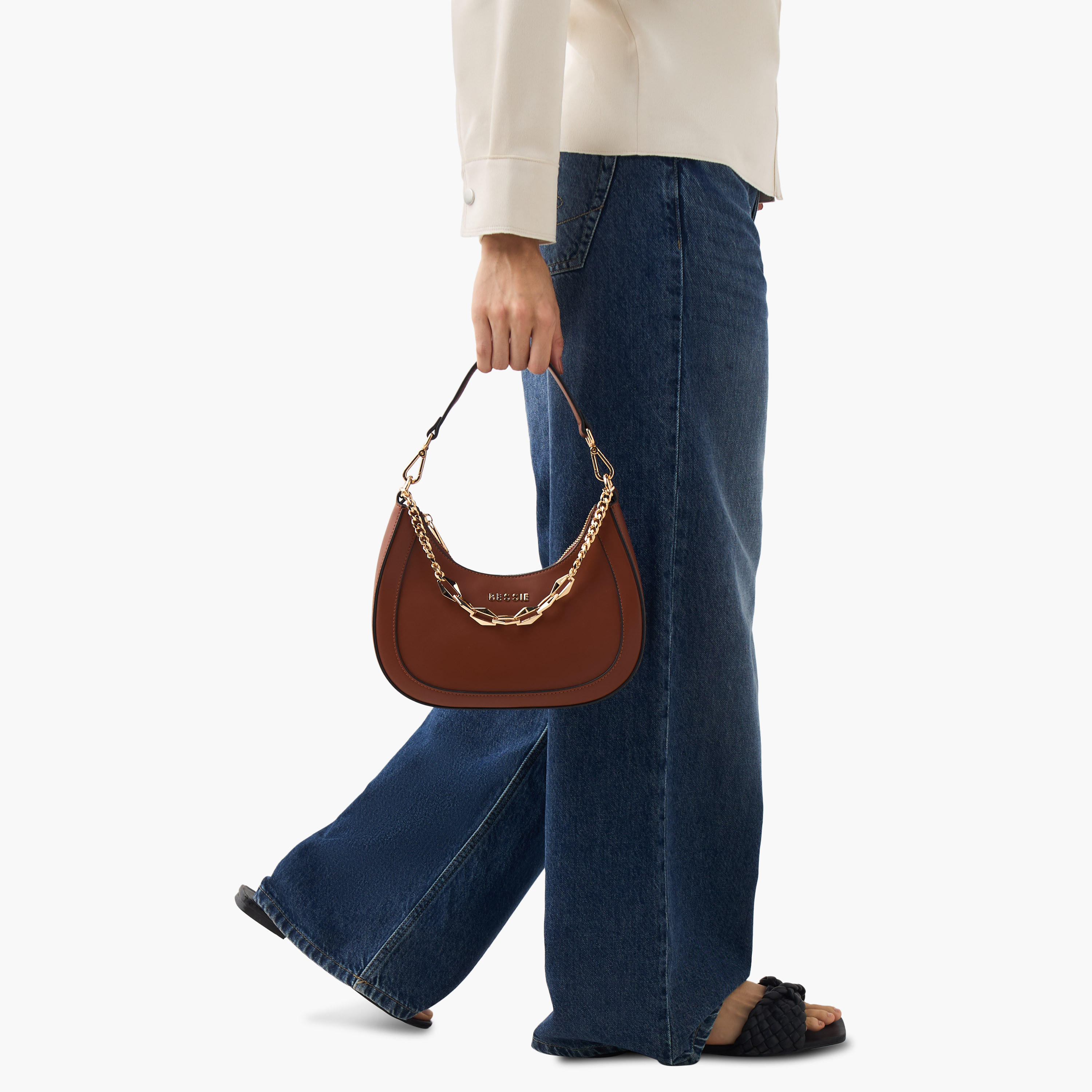 Bessie London Solid Baguette Bag with Zip Closure-women-bagsandwallets-handbags-image-8