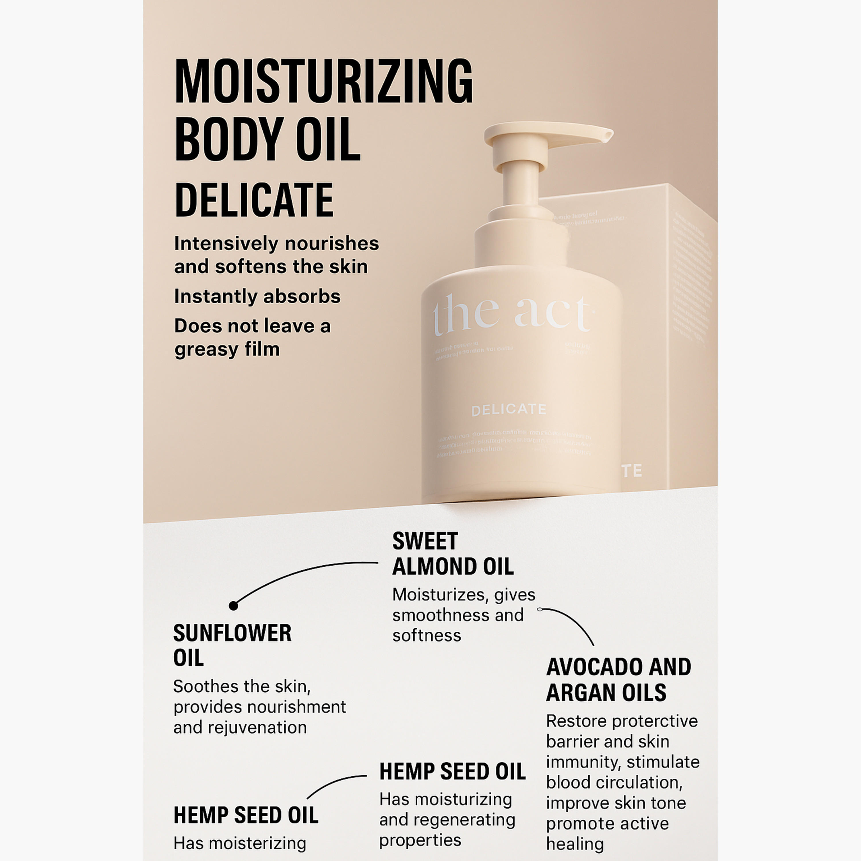 زيت تدليك للجسم ديليكيت من ذا أكت - 300 مل-beautyandpersonalcare-bathandbody-bodycare-oils-image-4