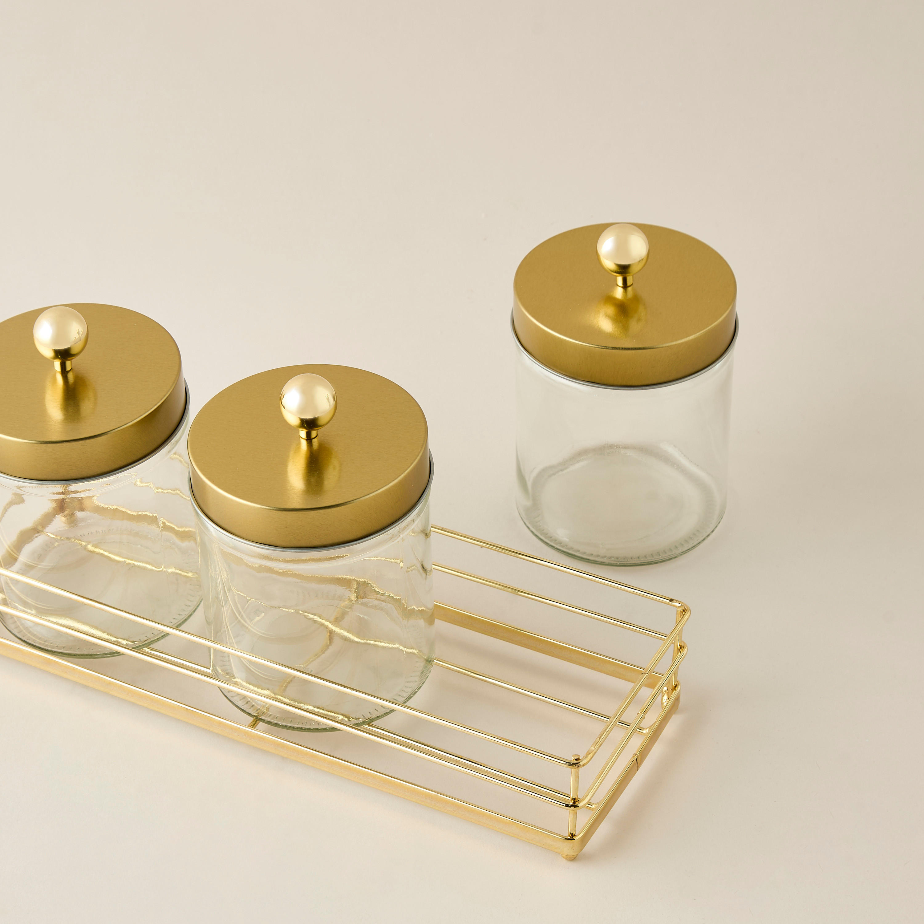 Glass 3-Piece Canister Set with Rack - 600 ml-household-kitchen-foodstorage-containers-image-6