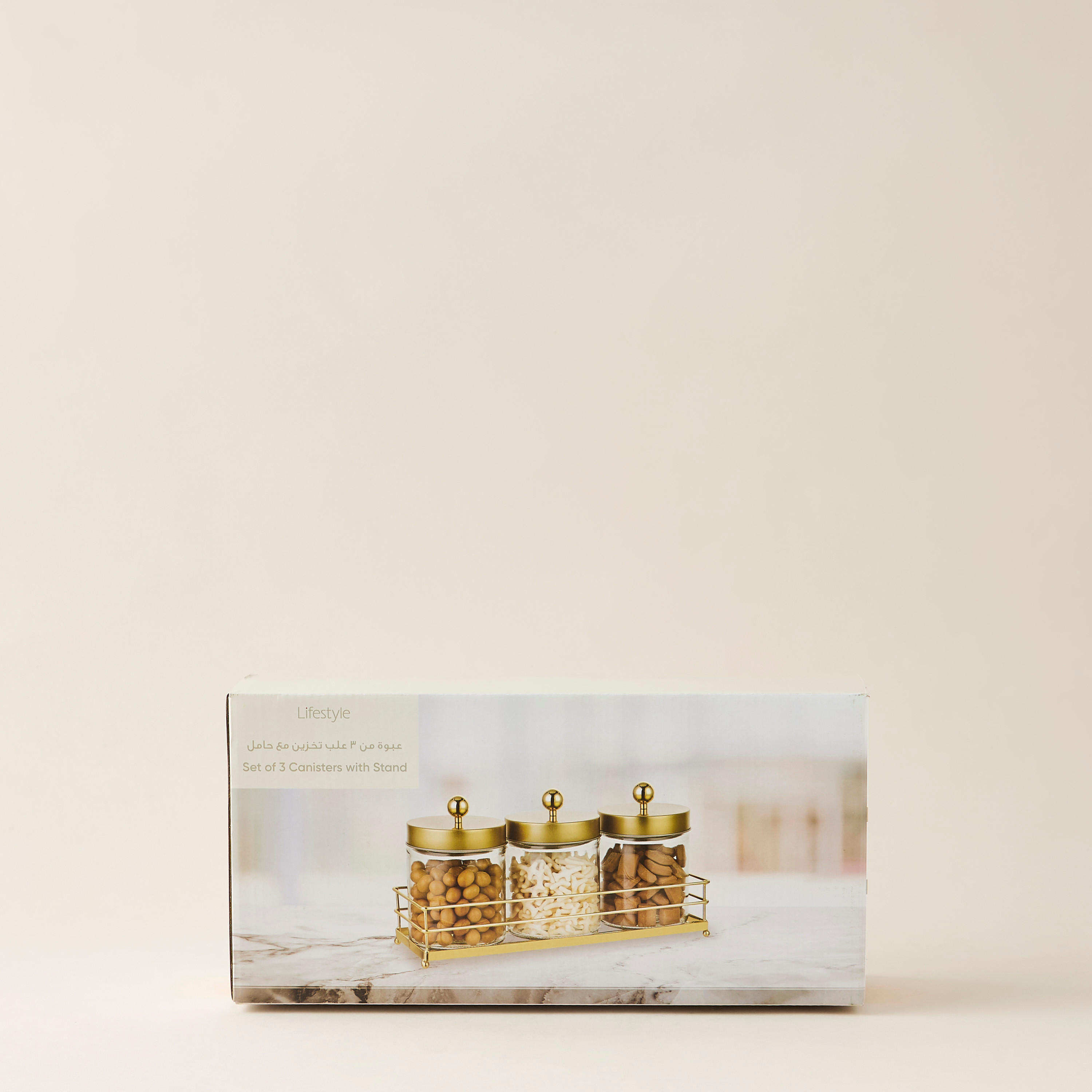 Glass 3-Piece Canister Set with Rack - 600 ml-household-kitchen-foodstorage-containers-image-7