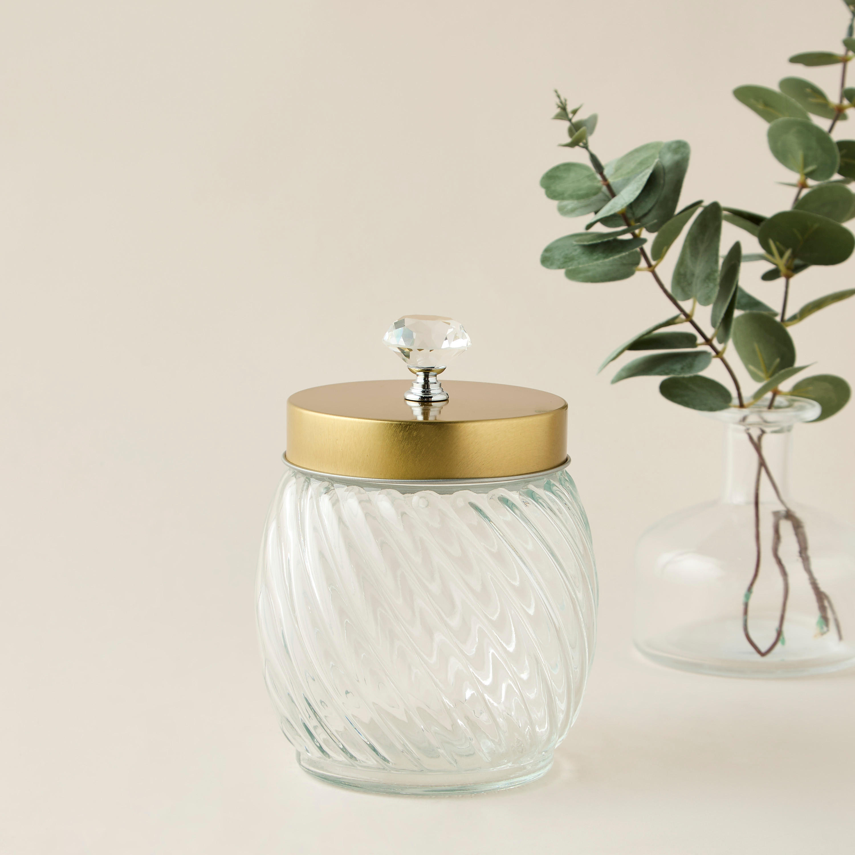 Ribbed 3-Piece Glass Canister Set with Knob Accent Lid - 960 ml-household-kitchen-foodstorage-containers-image-3