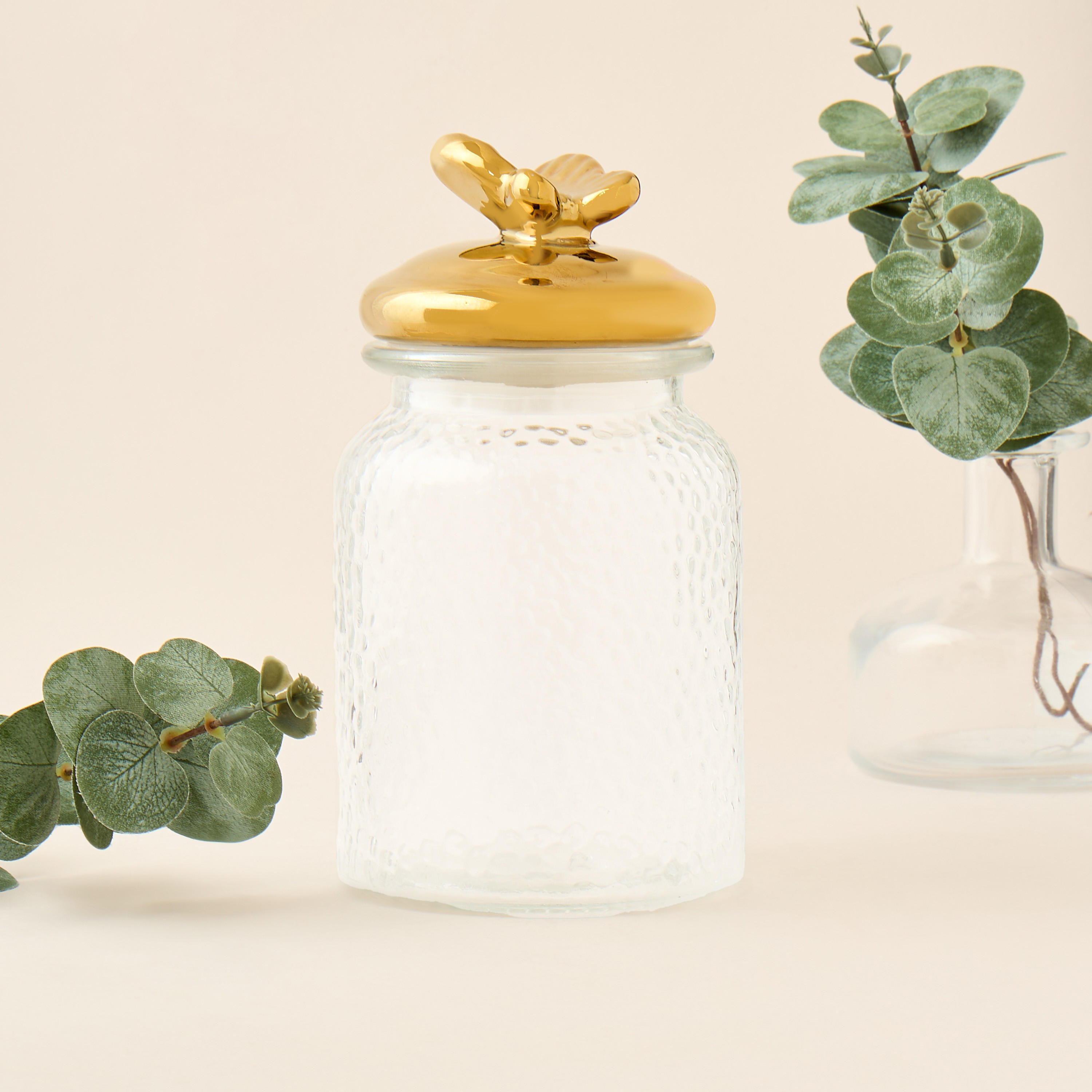 Textured Glass Canister with Butterfly Accent Lid - 980 ml-household-kitchen-foodstorage-canistersandjars-image-2