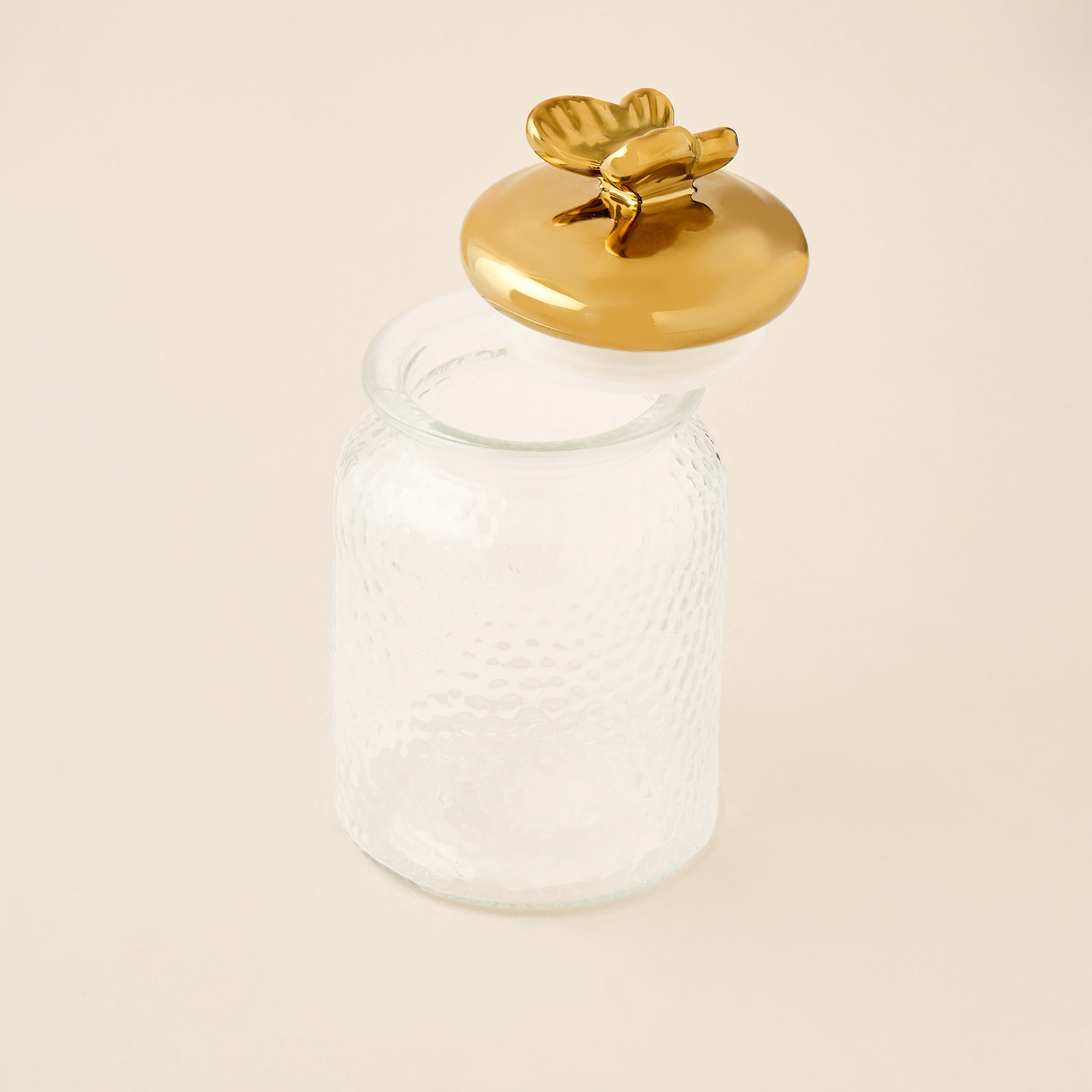 Textured Glass Canister with Butterfly Accent Lid - 980 ml-household-kitchen-foodstorage-canistersandjars-image-3