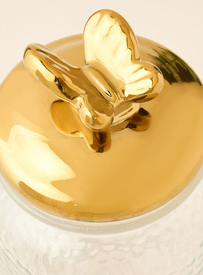 Textured Glass Canister with Butterfly Accent Lid - 980 ml-household-kitchen-foodstorage-canistersandjars-image-4
