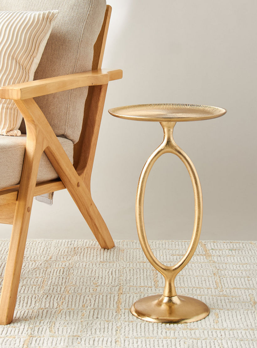 طاولة زينة بيضاوية بسطح معدني ومضلّع - 30x55 سم-furniture-livingroom-sideandendtables-image-3