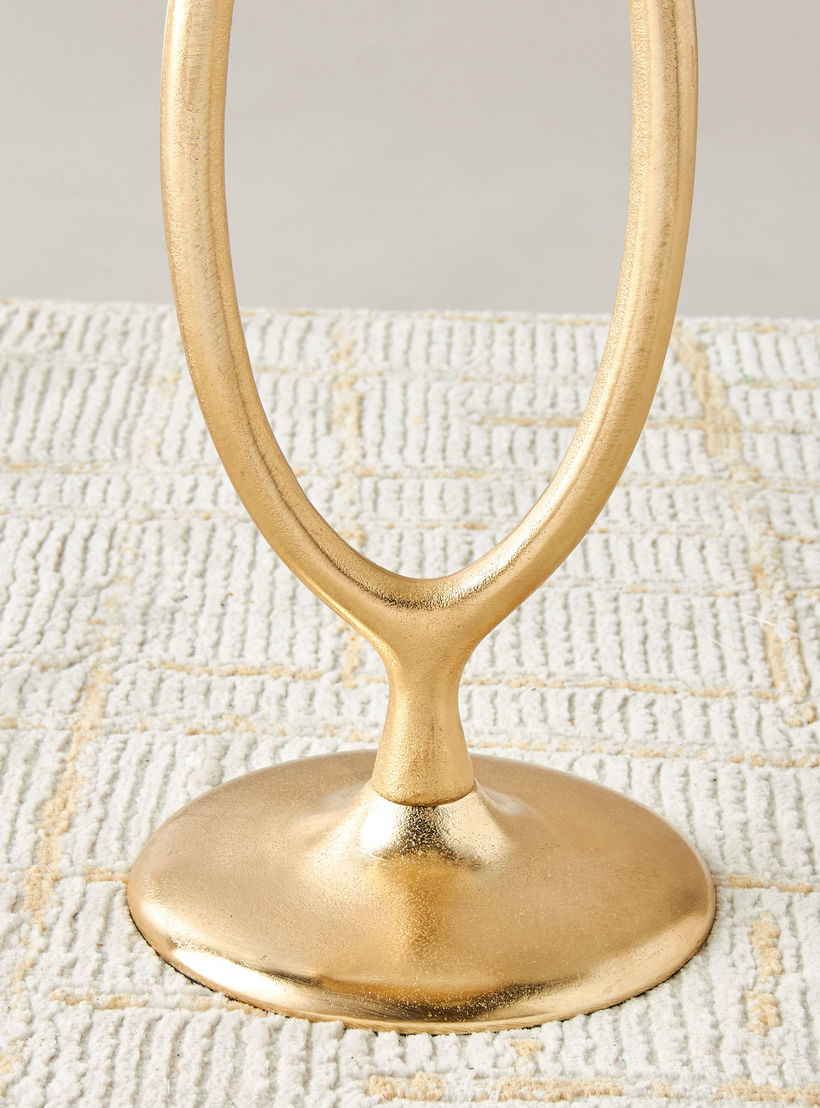 طاولة زينة بيضاوية بسطح معدني ومضلّع - 30x55 سم-furniture-livingroom-sideandendtables-image-5