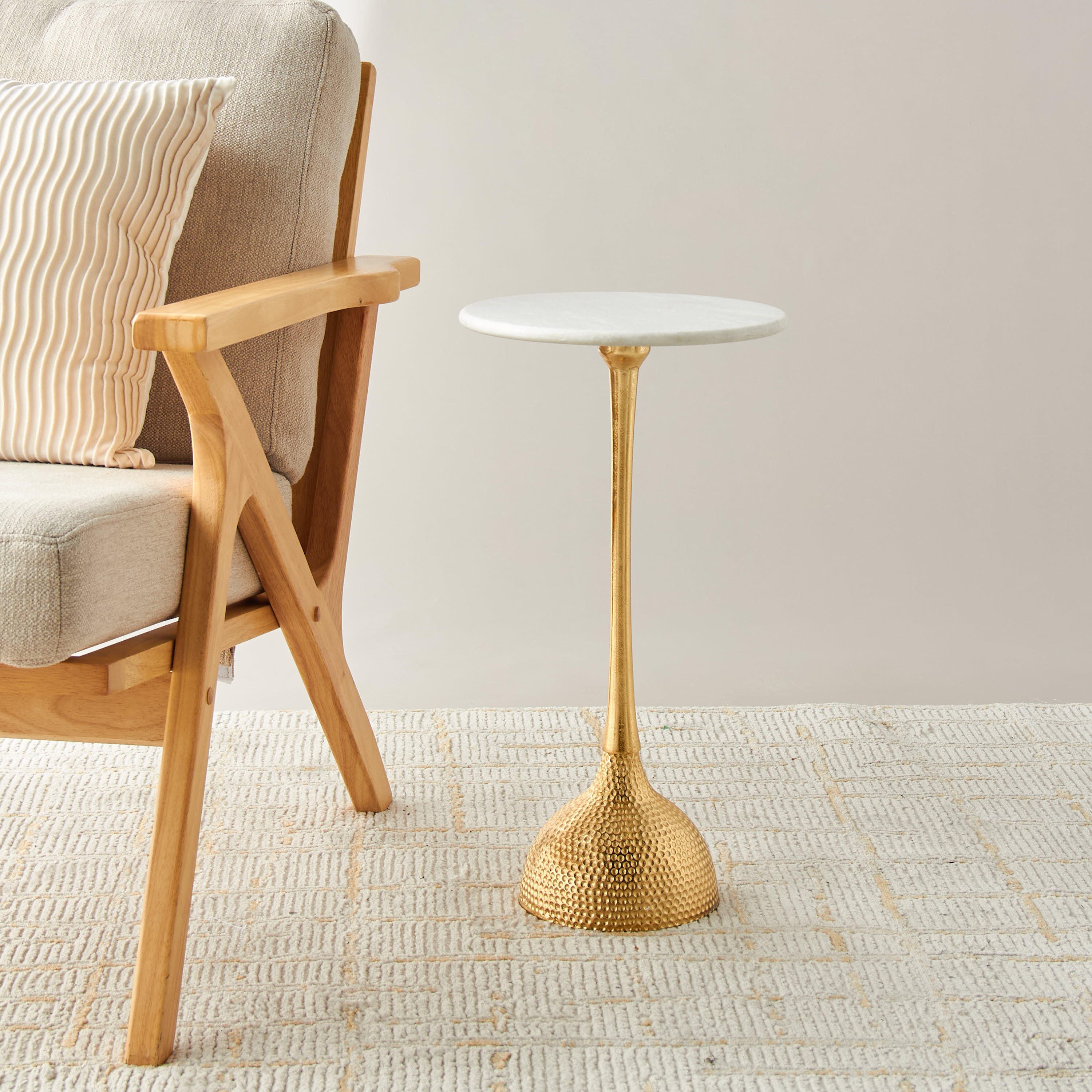 Hammered Marble Top Side Table-furniture-livingroom-sideandendtables-image-2