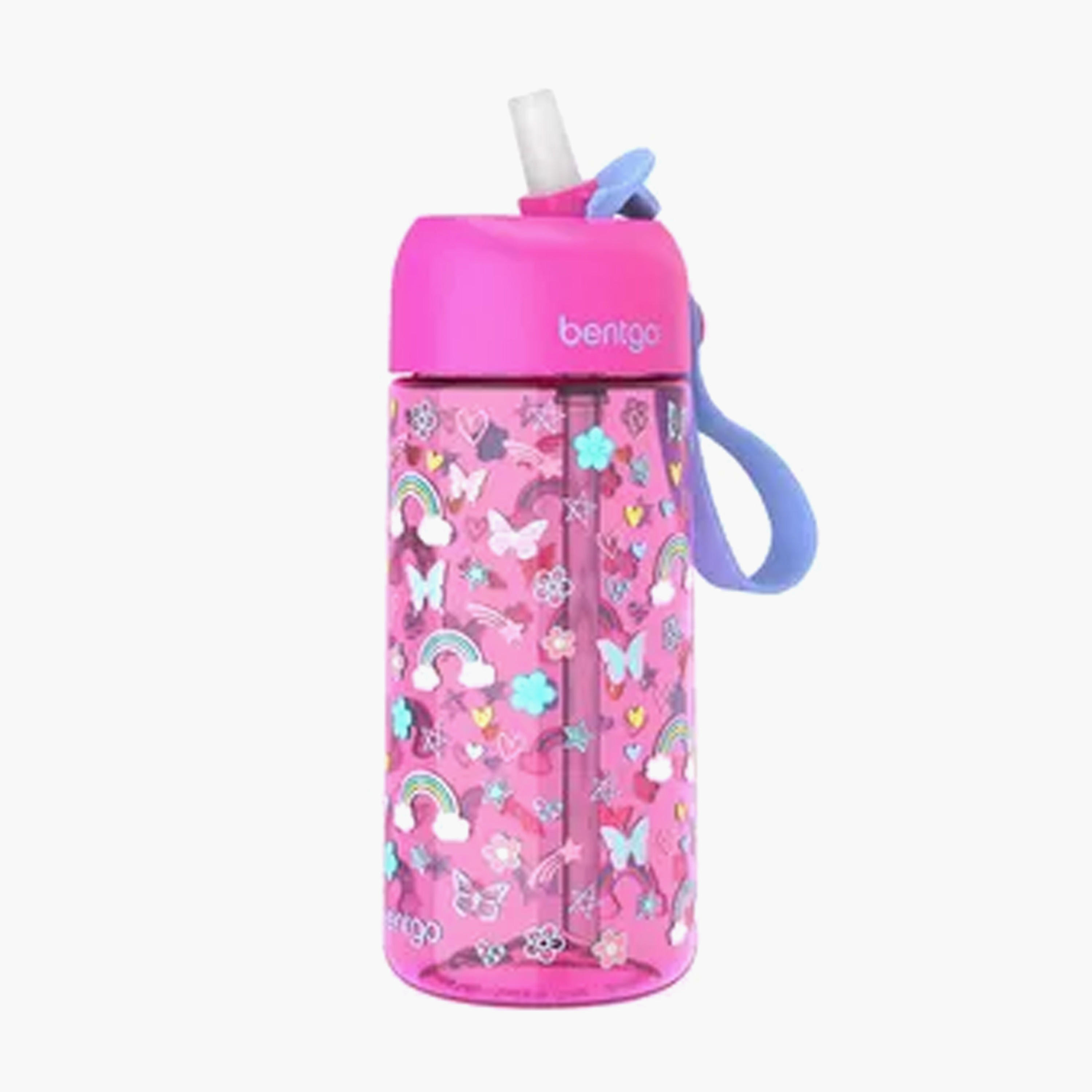 قارورة مياه بطبعات فراشة وقوس قزح من بينتجو - 450 مل-school-lunchessentials-lunchboxes-image-1