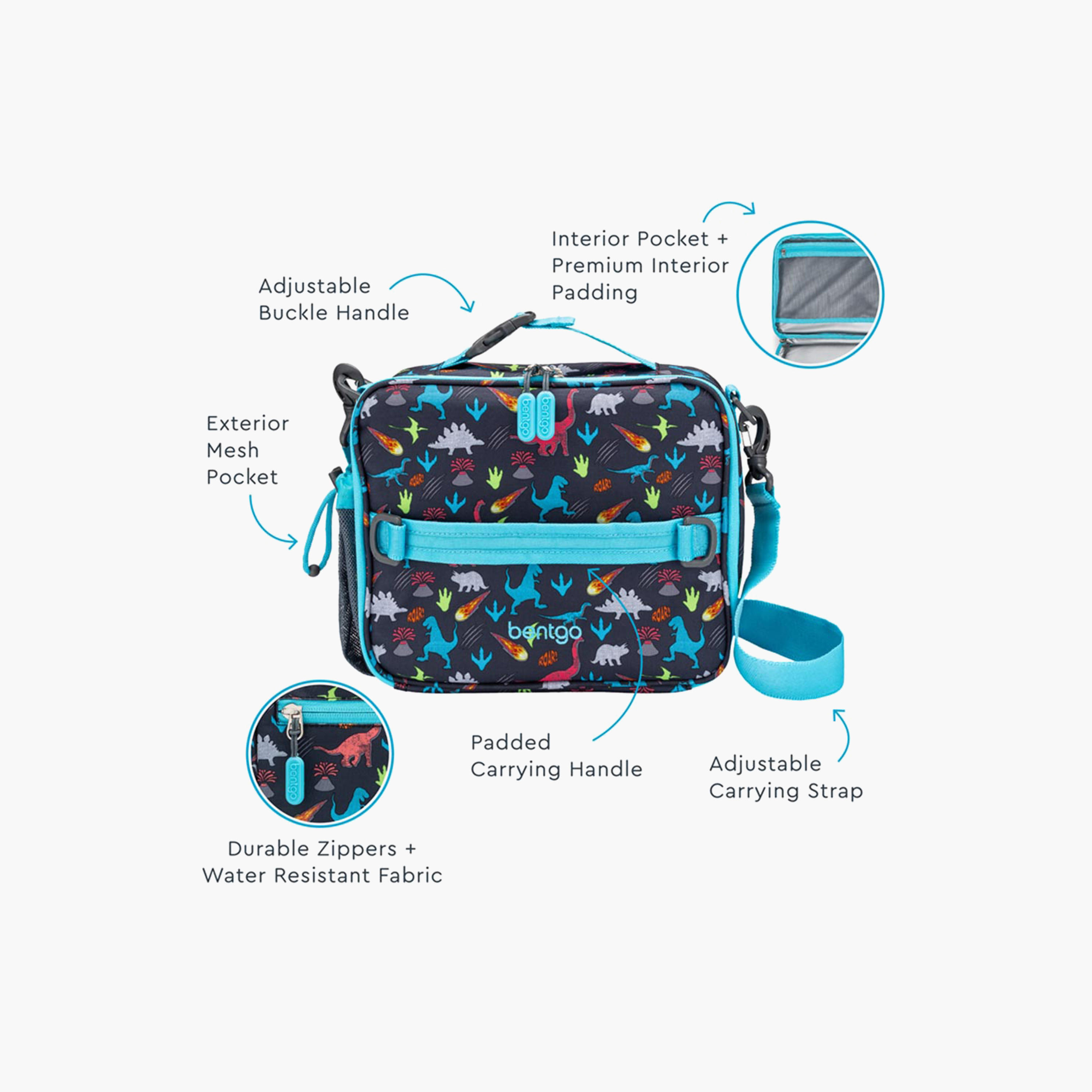 Bentgo Dinosaur Print Insulated Lunch Bag with Zip Closure-school-lunchessentials-lunchbags-image-2