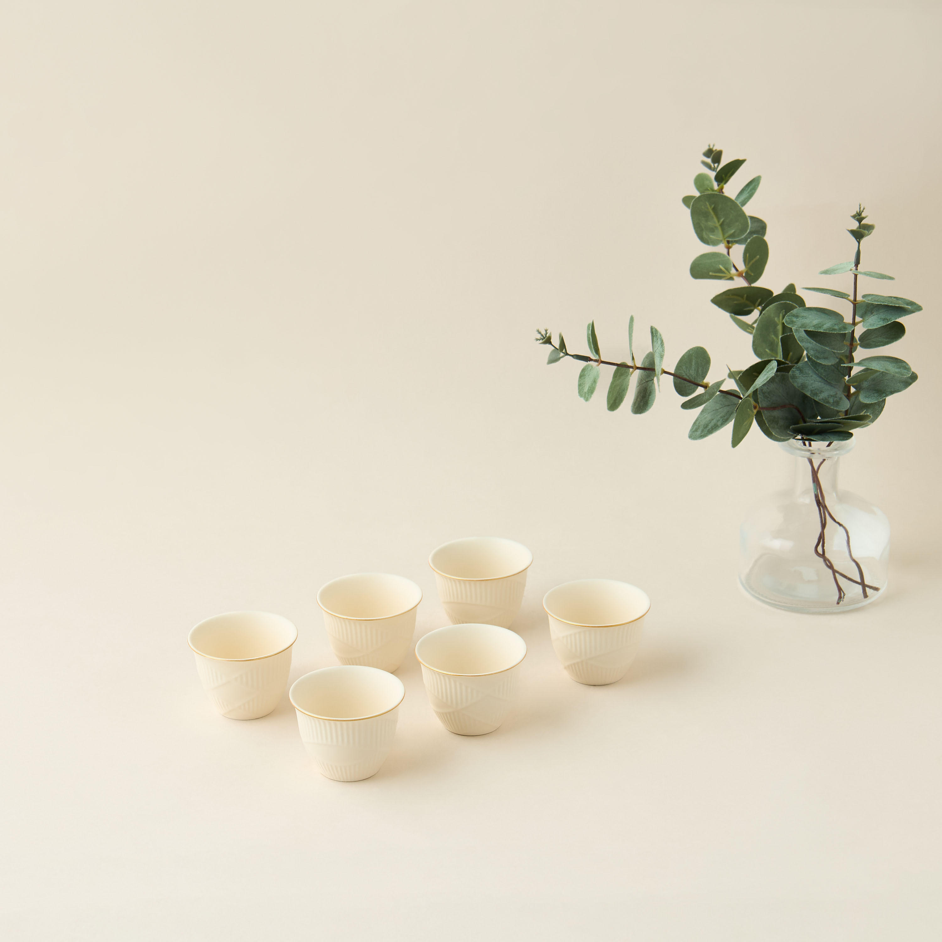 Hiba Textured 6-Piece New Bone China Kahwa Cup Set - 70 ml-household-dining-teaandcoffee-teaandcoffeesets-image-1