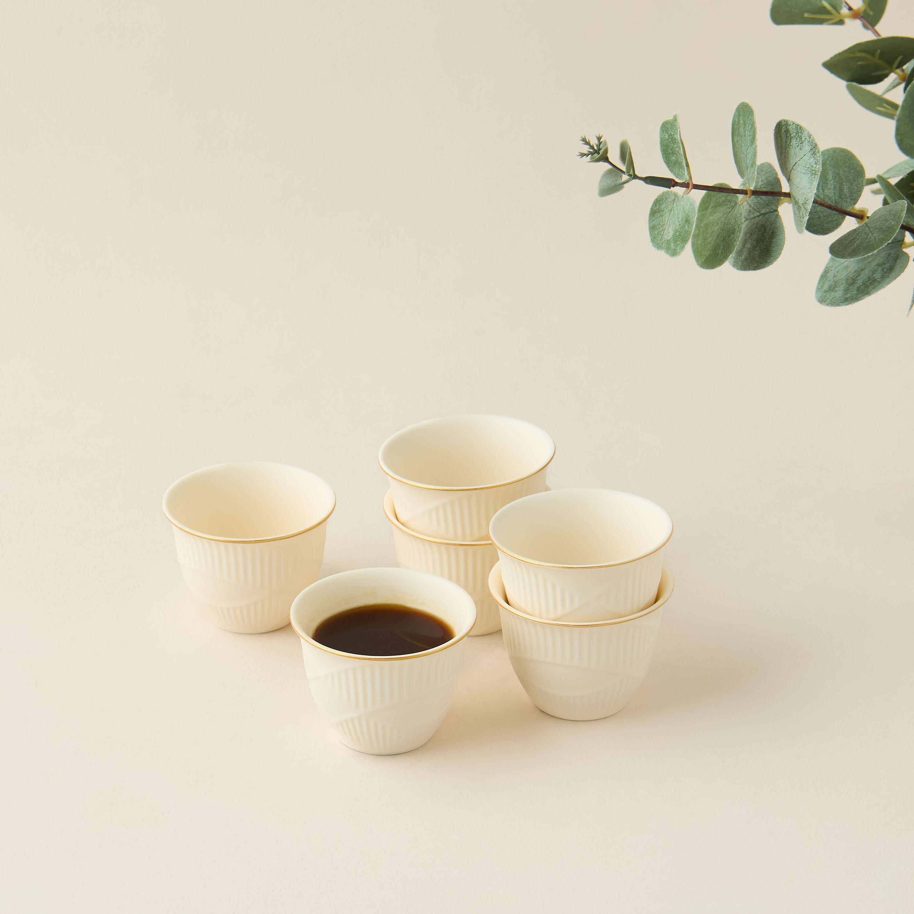Hiba Textured 6-Piece New Bone China Kahwa Cup Set - 70 ml-household-dining-teaandcoffee-teaandcoffeesets-image-2