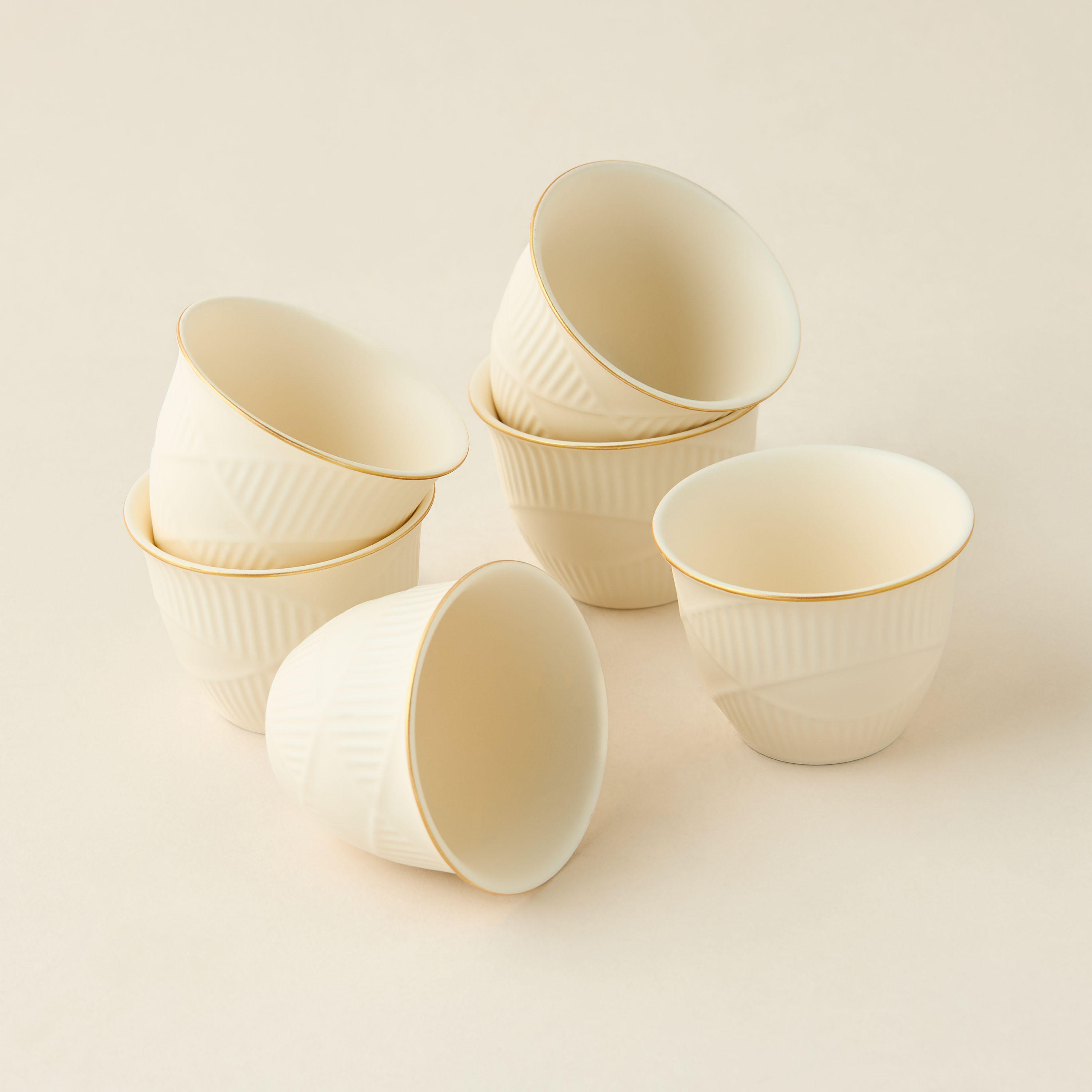 Hiba Textured 6-Piece New Bone China Kahwa Cup Set - 70 ml-household-dining-teaandcoffee-teaandcoffeesets-image-4
