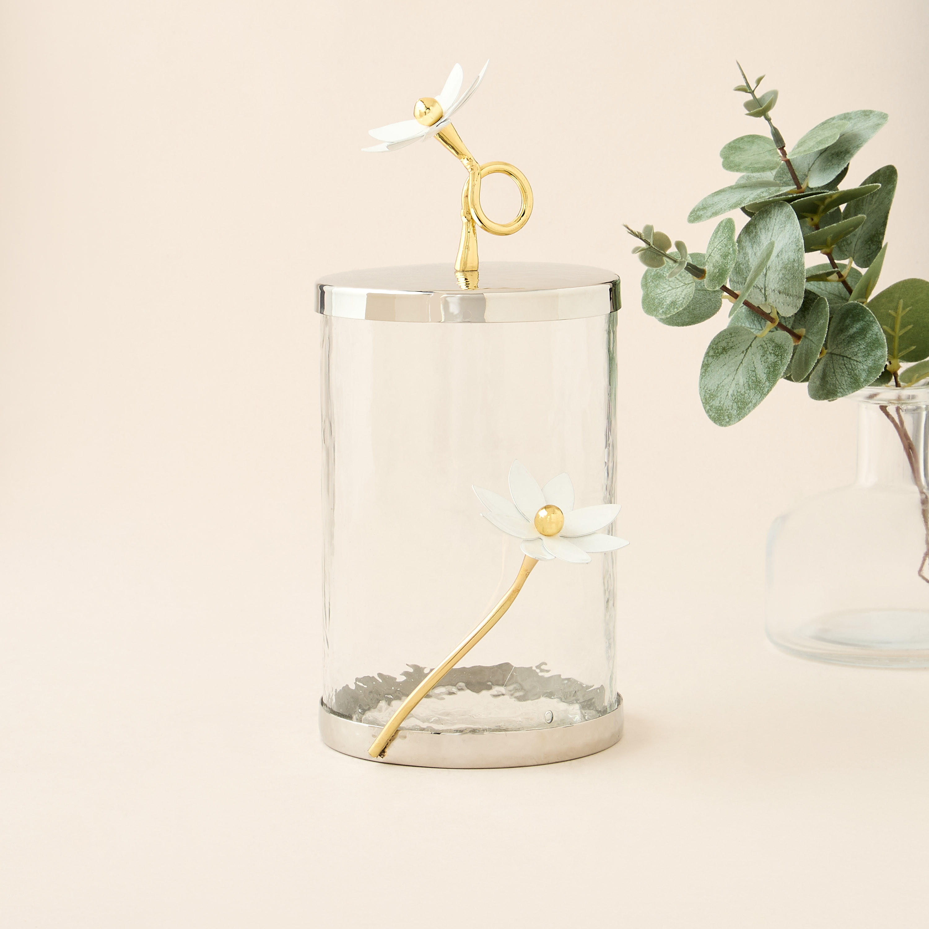 Floral Accent Glass Canister-household-kitchen-foodstorage-containers-image-1