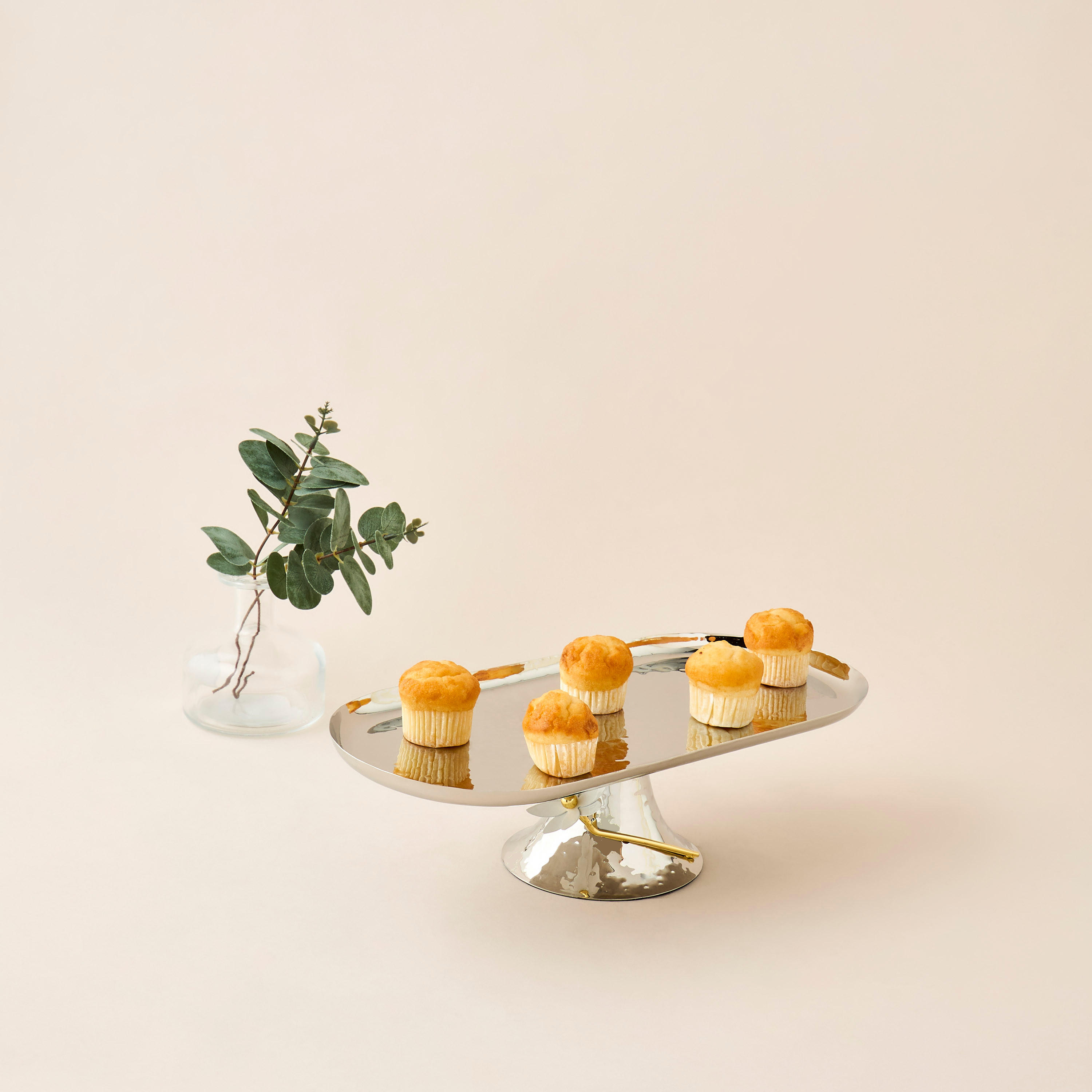 Floral Accent Steel Footed Serving Platter - 37x16x10 cms-household-dining-serveware-servingplatters-image-2