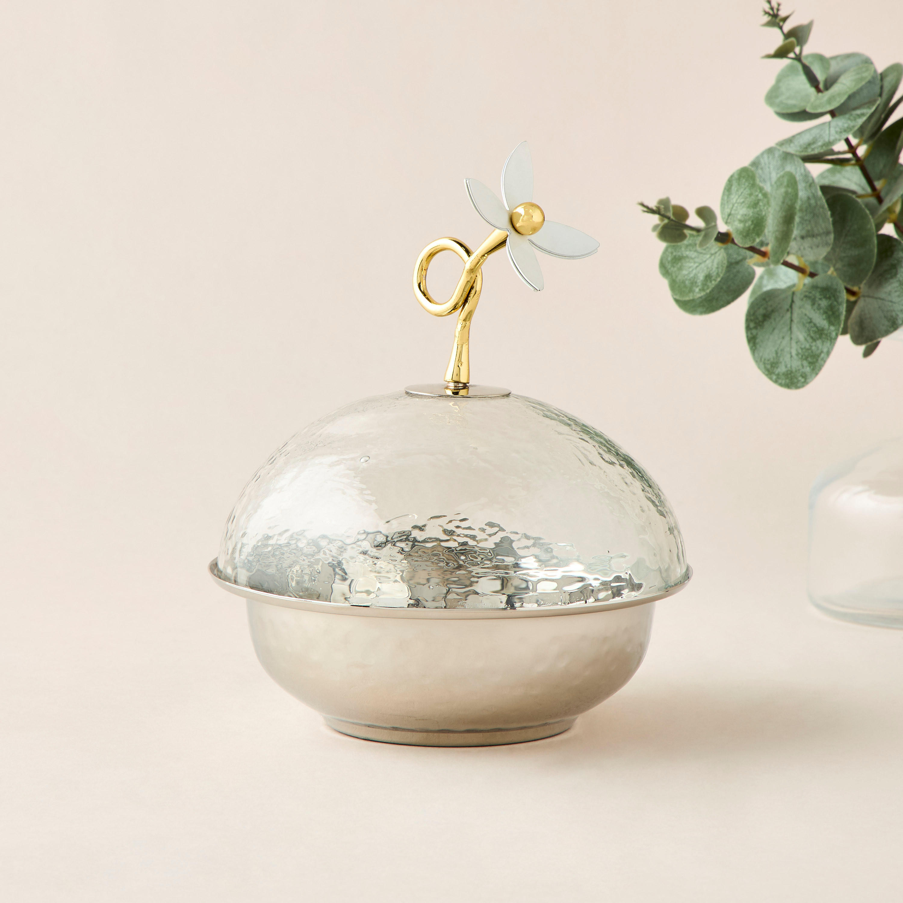 Textured Steel Serving Bowl with Glass Lid - 20 cms-household-dining-dinnerware-bowls-image-1