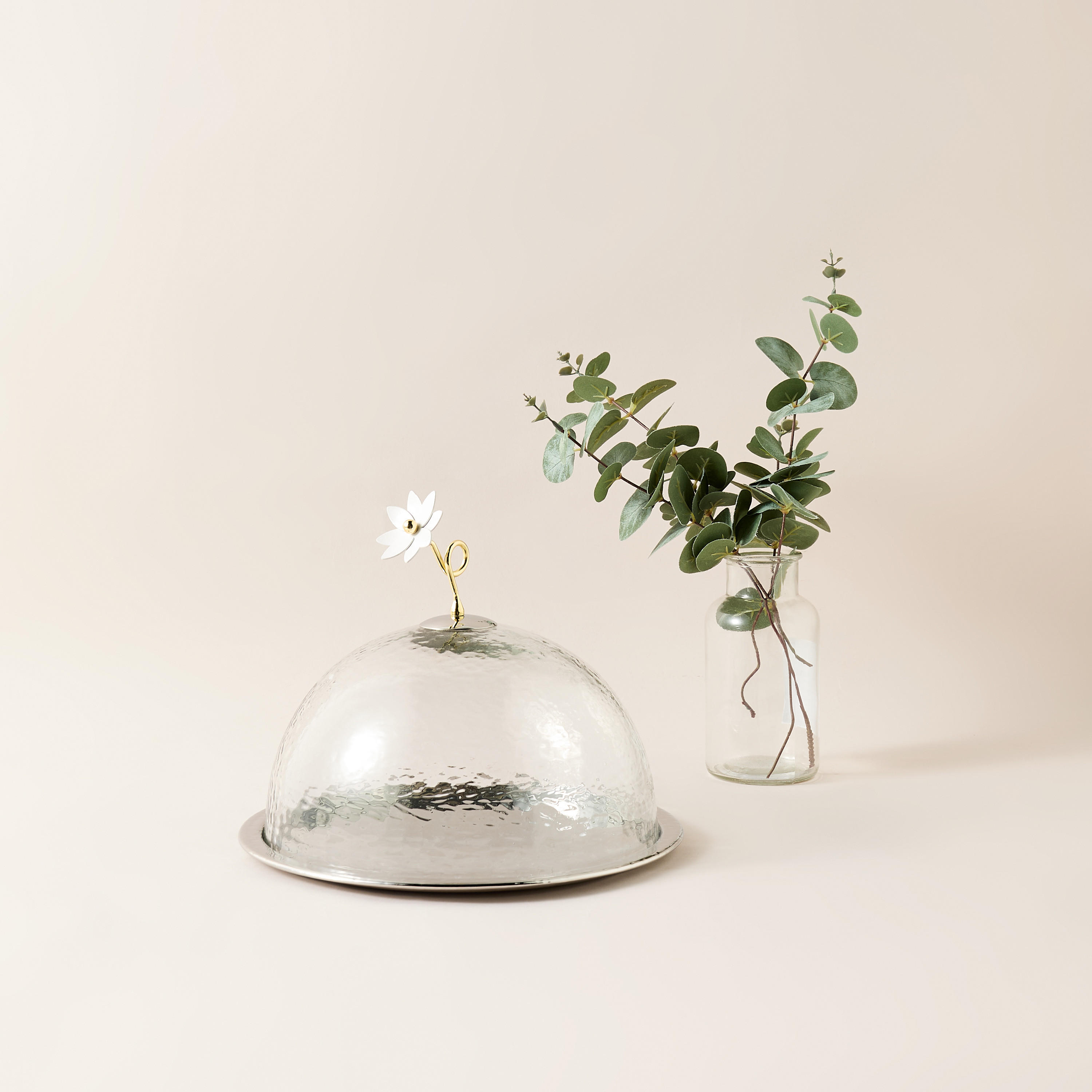 Stainless Steel Cake Tray with Dome Lid - 28 cms-household-dining-serveware-cakestands-image-1