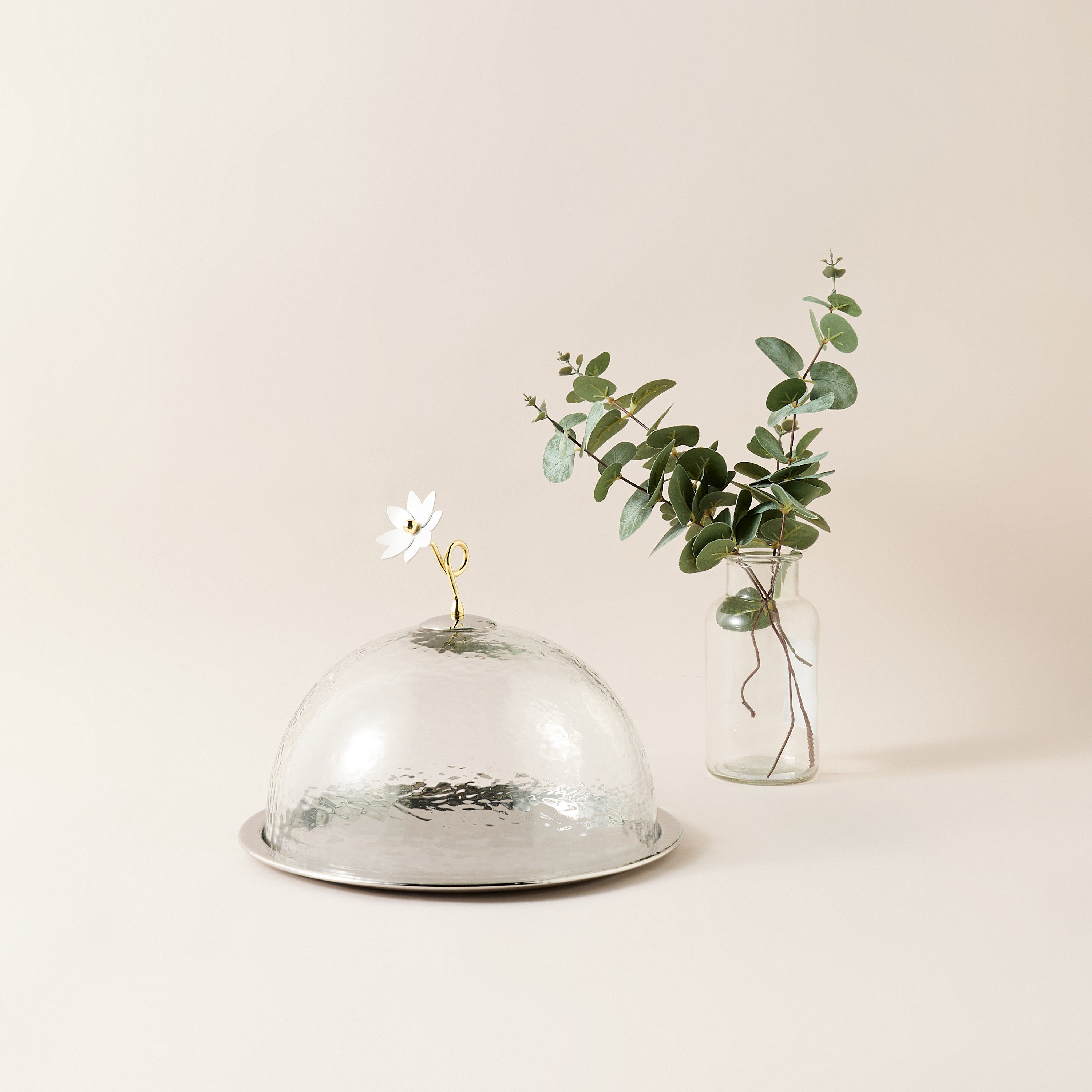 صينية كيك ستانلس ستيل بغطاء قبة - 28 سم-household-dining-serveware-cakestands-image-1