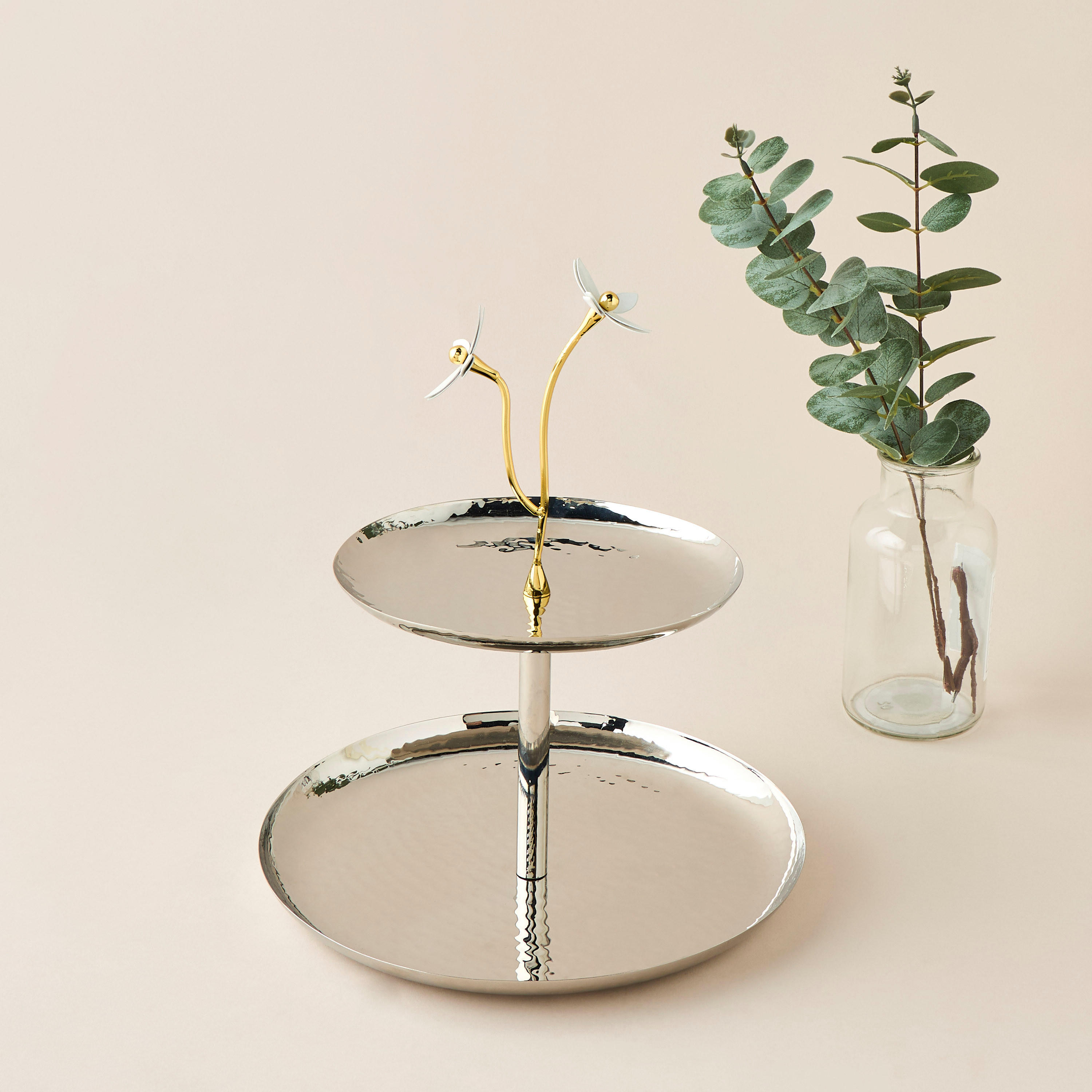 Textured Steel 2-Tier Cake Stand - 28 cms-household-dining-serveware-cakestands-image-1