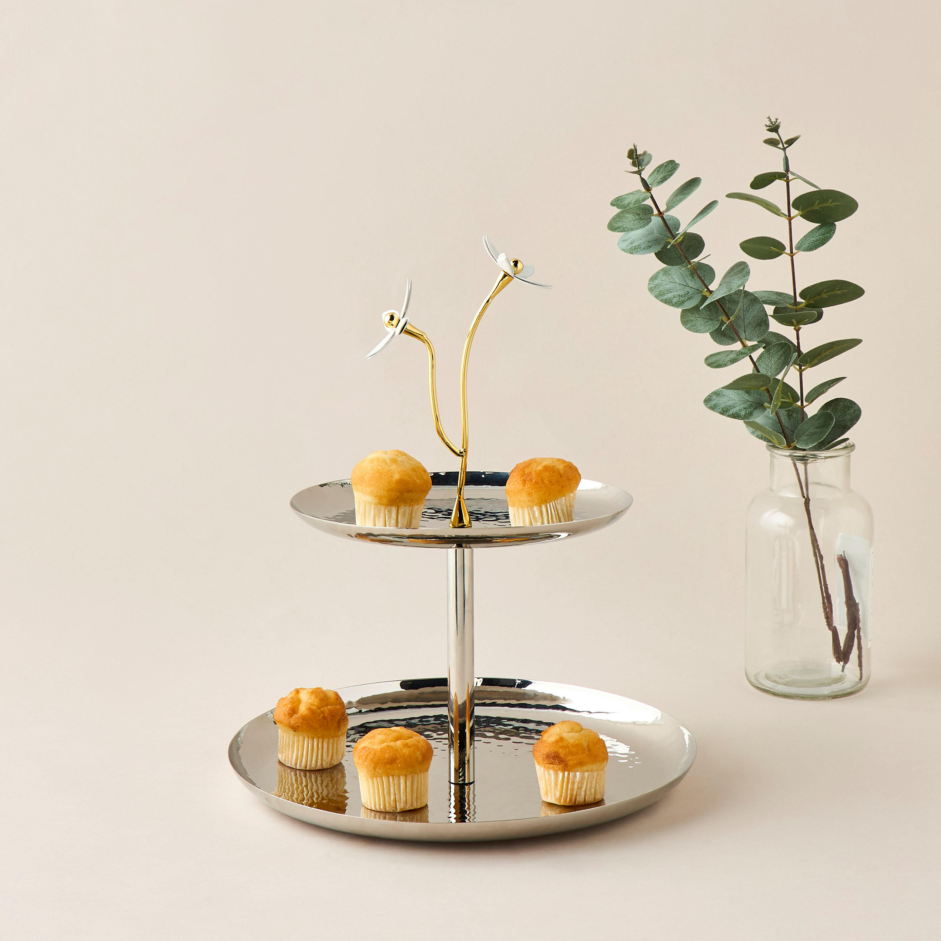 Textured Steel 2-Tier Cake Stand - 28 cms-household-dining-serveware-cakestands-image-2