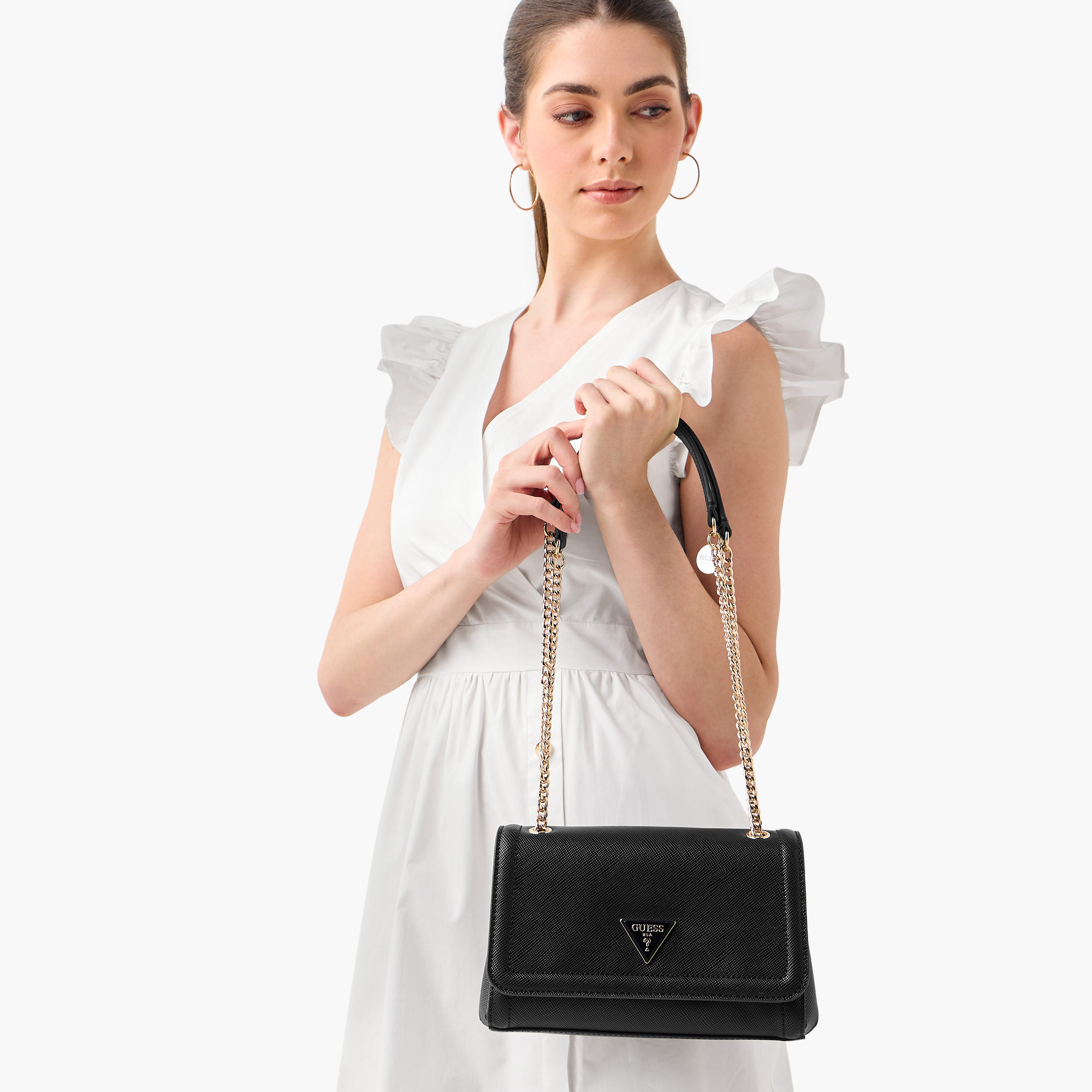 Guess Noella Textured Crossbody Bag with Chain Strap-women-bagsandwallets-handbags-image-2