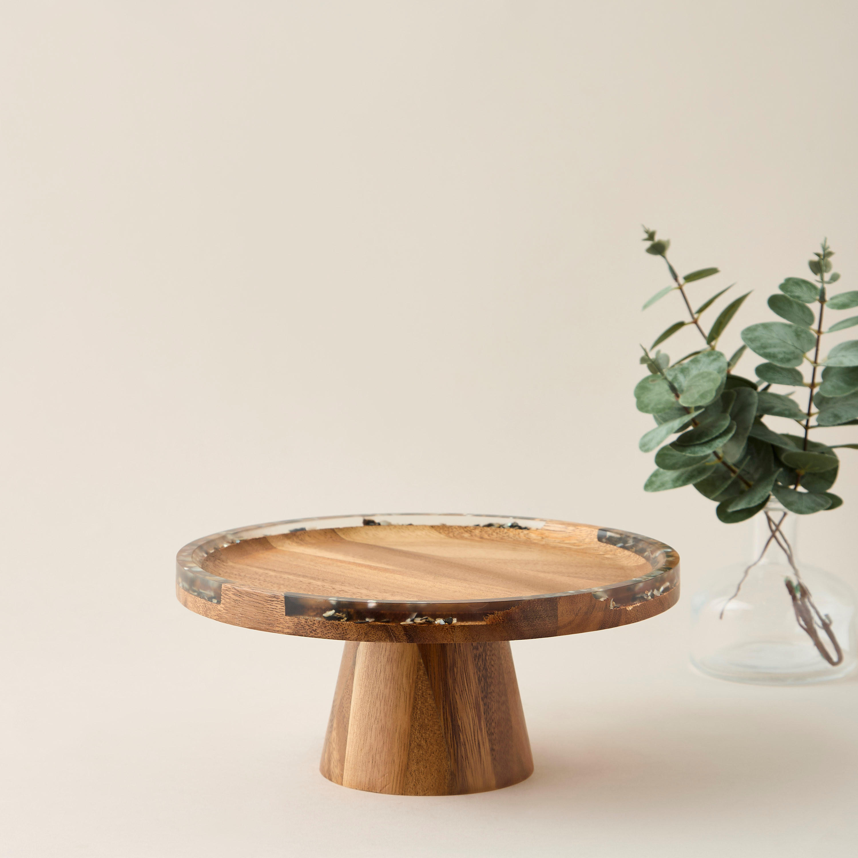 Acacia Wood Resin Accent Footed Cake Stand-household-dining-serveware-servingplatters-image-1