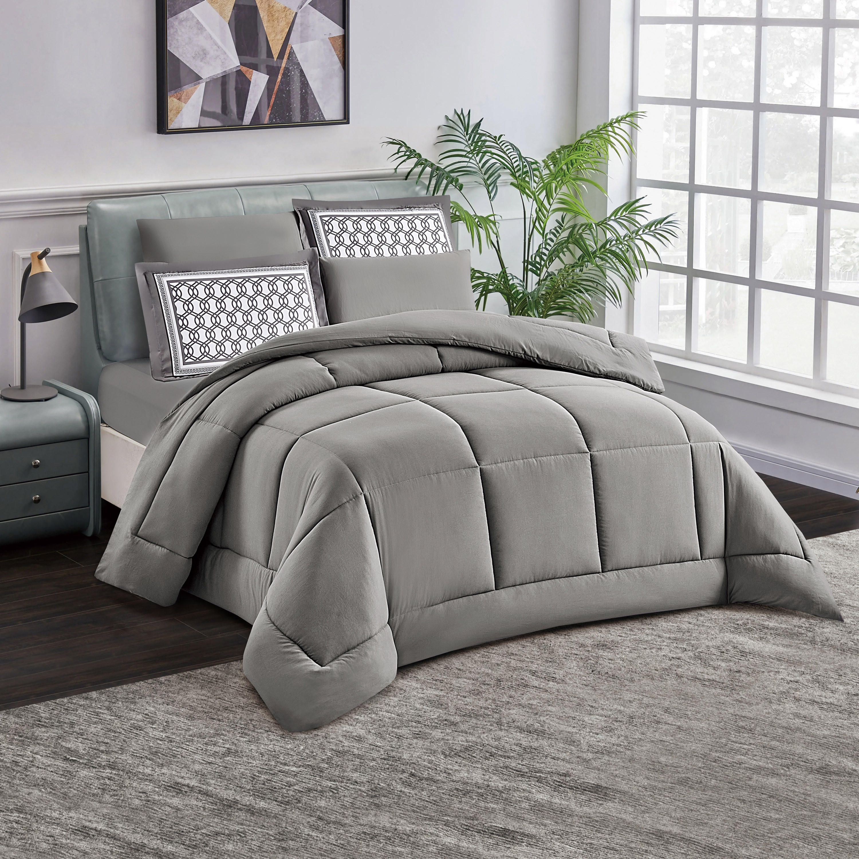 Unique Home 6-Piece Solid Microfibre King Comforter Set - 260x240 cms-household-bedding-comfortersandbedspreads-comforters-image-1