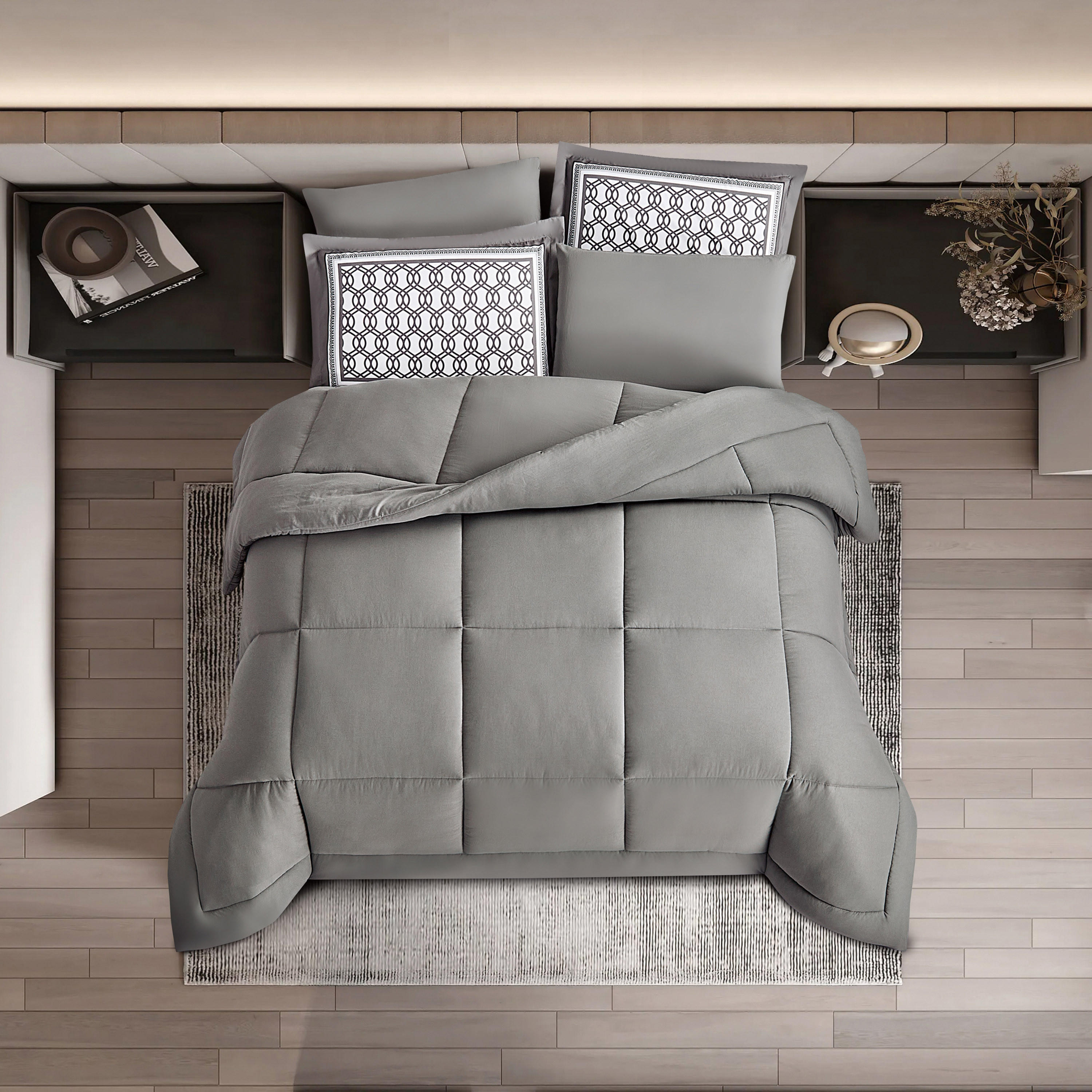 Unique Home 6-Piece Solid Microfibre King Comforter Set - 260x240 cms-household-bedding-comfortersandbedspreads-comforters-image-2