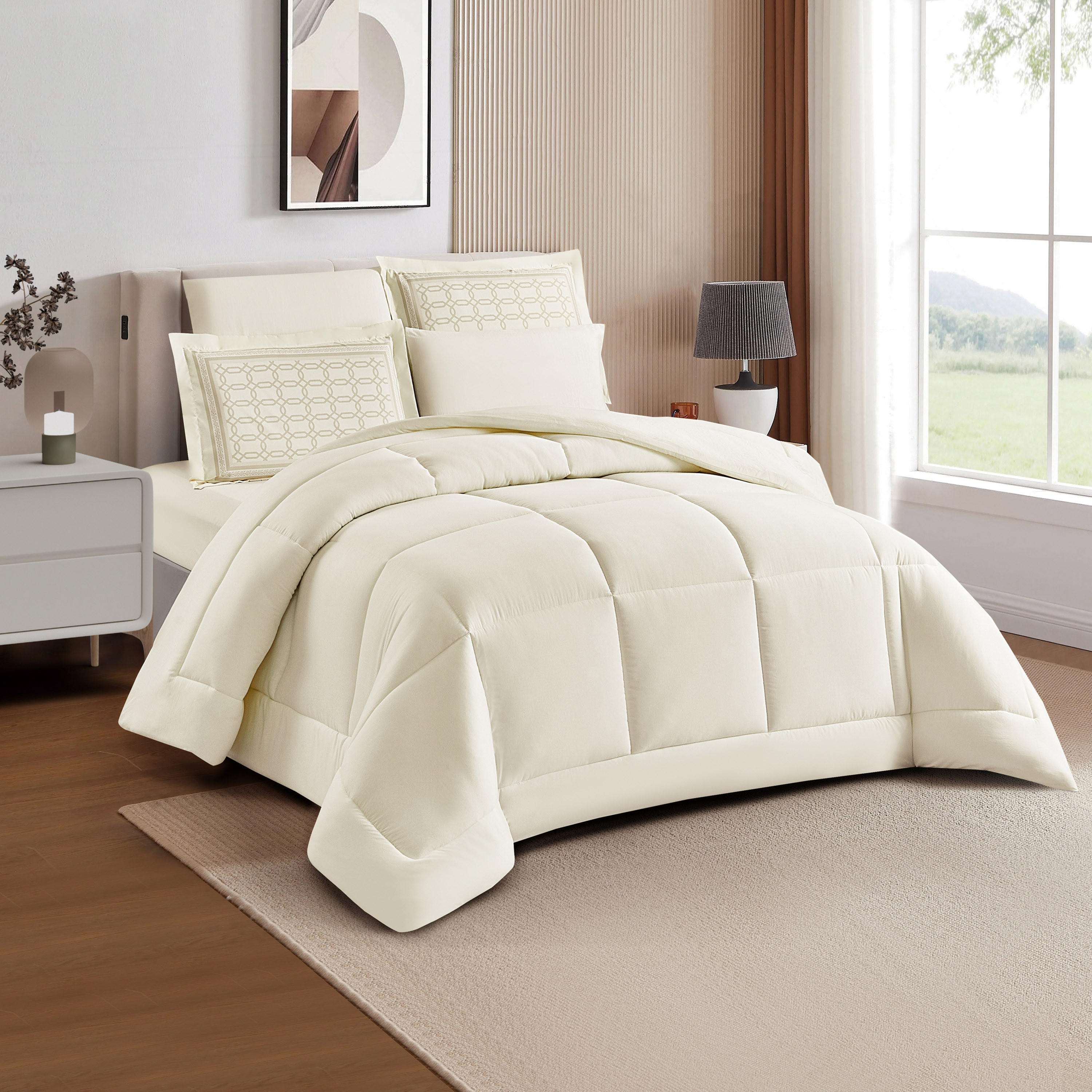 Unique Home Amanda 4-Piece Quilted Twin Comforter Set - 170x240 cms-household-bedding-comfortersandbedspreads-comforters-image-1