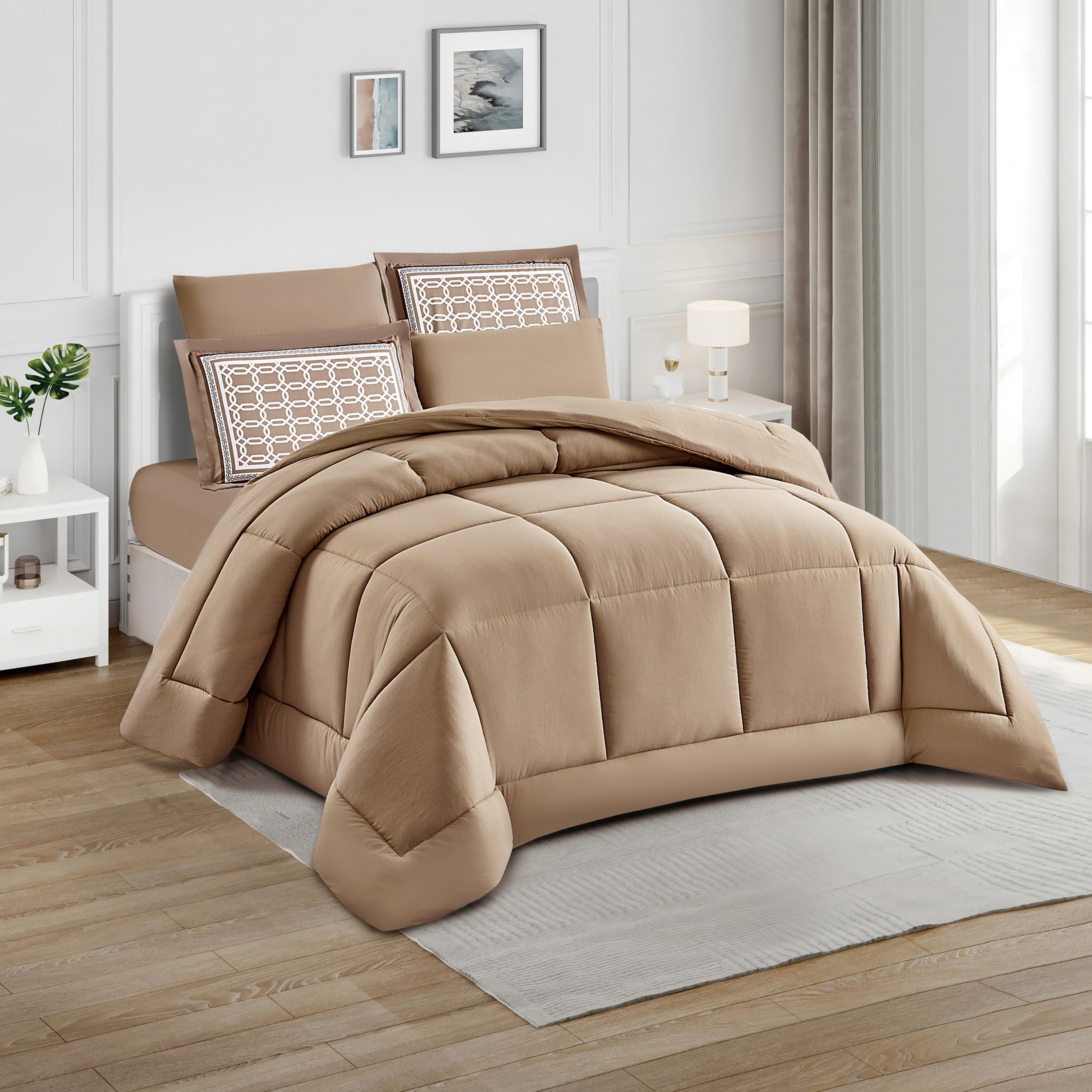 طقم لحاف سادة توين من الألياف الدقيقة 4 قطع من يونيك هوم - 240×170 سم-household-bedding-comfortersandbedspreads-comforters-image-1