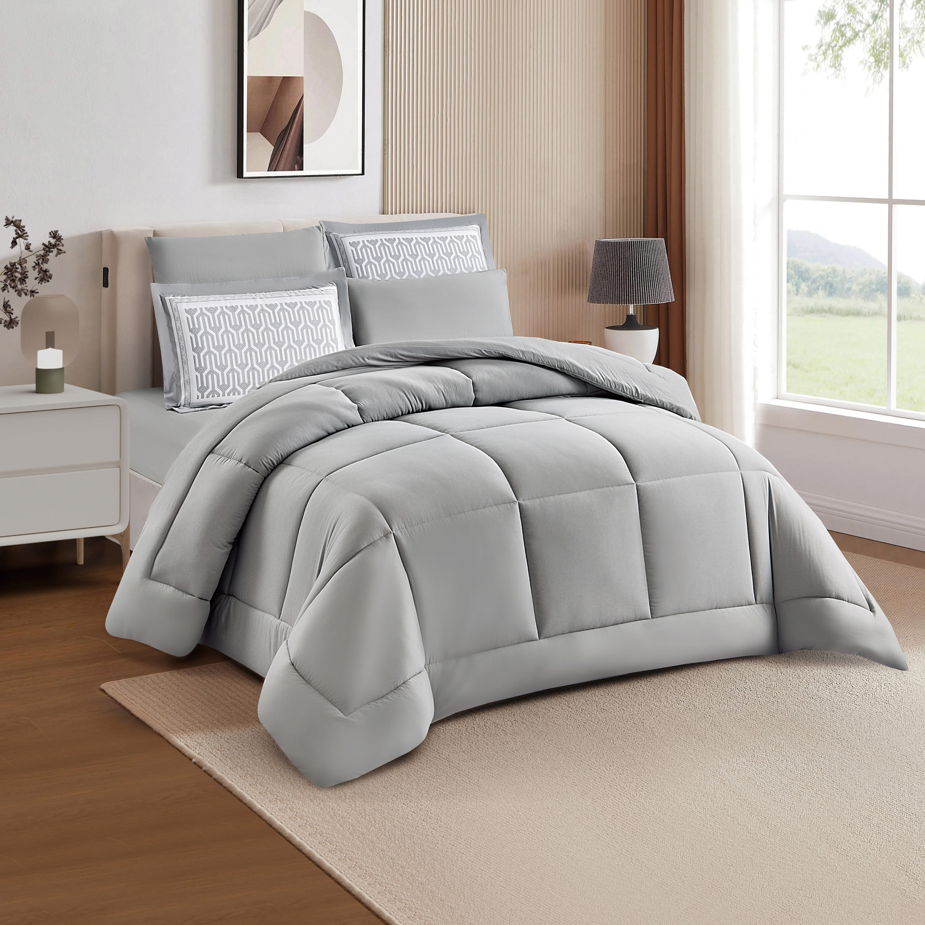 Unique Home 4-Piece Solid Microfibre Twin Comforter Set - 240x170 cms-household-bedding-comfortersandbedspreads-comforters-image-1