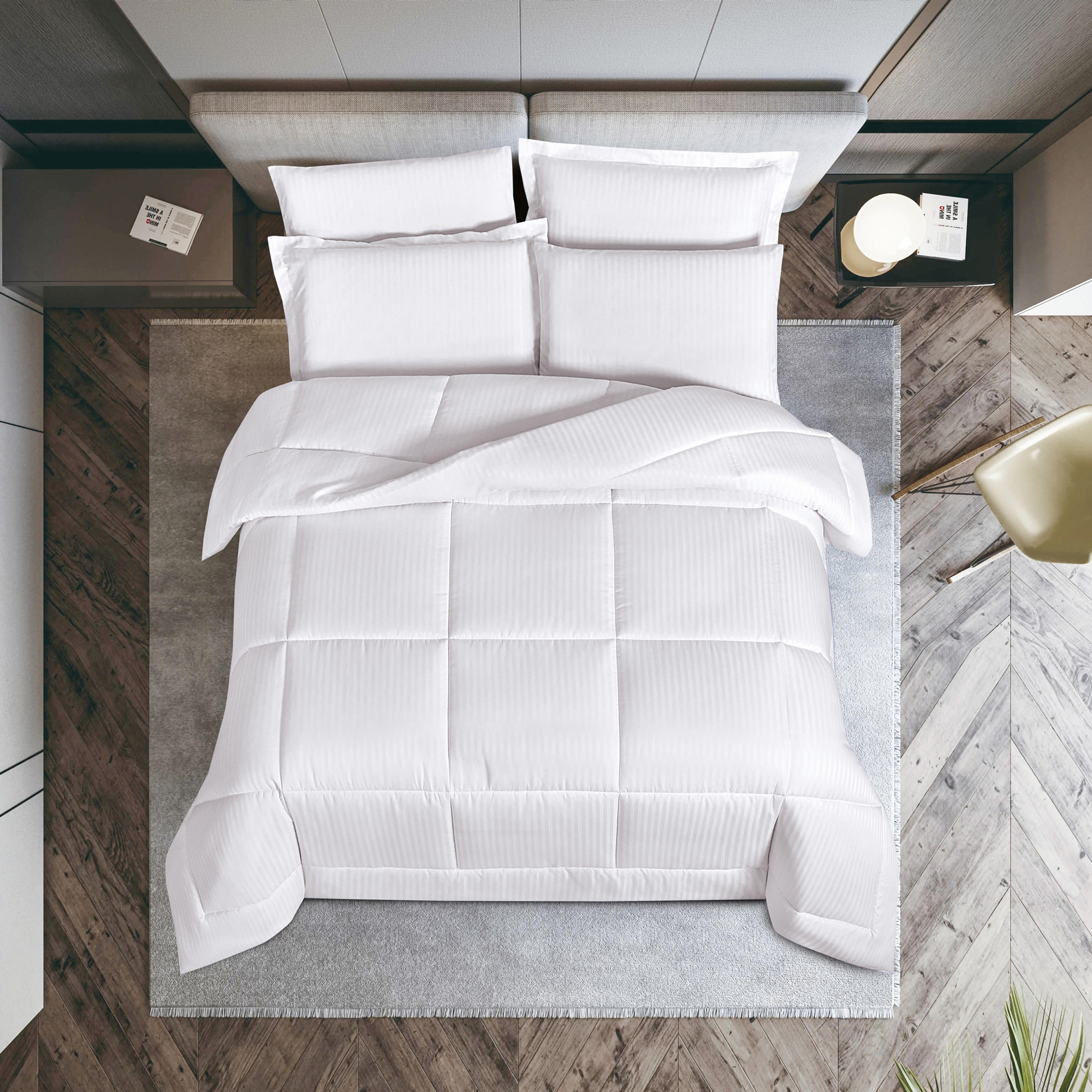 طقم لحاف توين مخطط 4 قطع من يونيك هوم هامبتون - 170×240 سم-household-bedding-comfortersandbedspreads-comforters-image-2