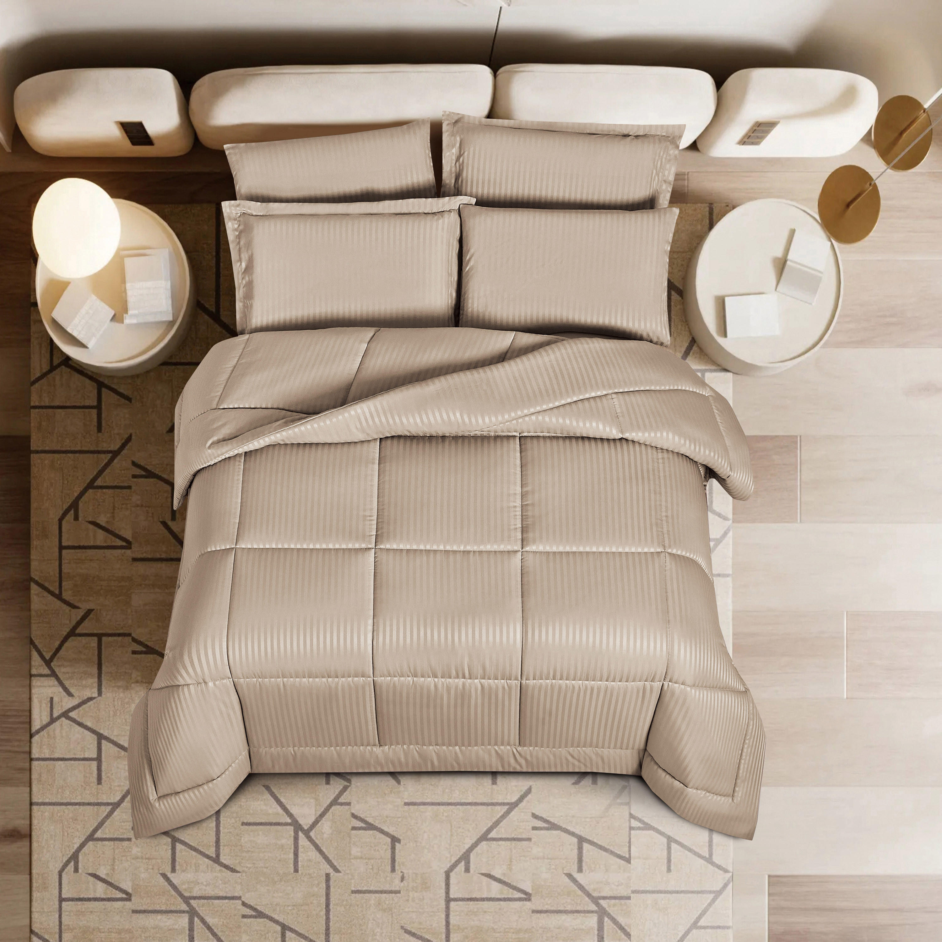 طقم لحاف توين مخطط 4 قطع هامبتون من يونيك هوم - 170x240 سم-household-bedding-comfortersandbedspreads-comforters-image-2