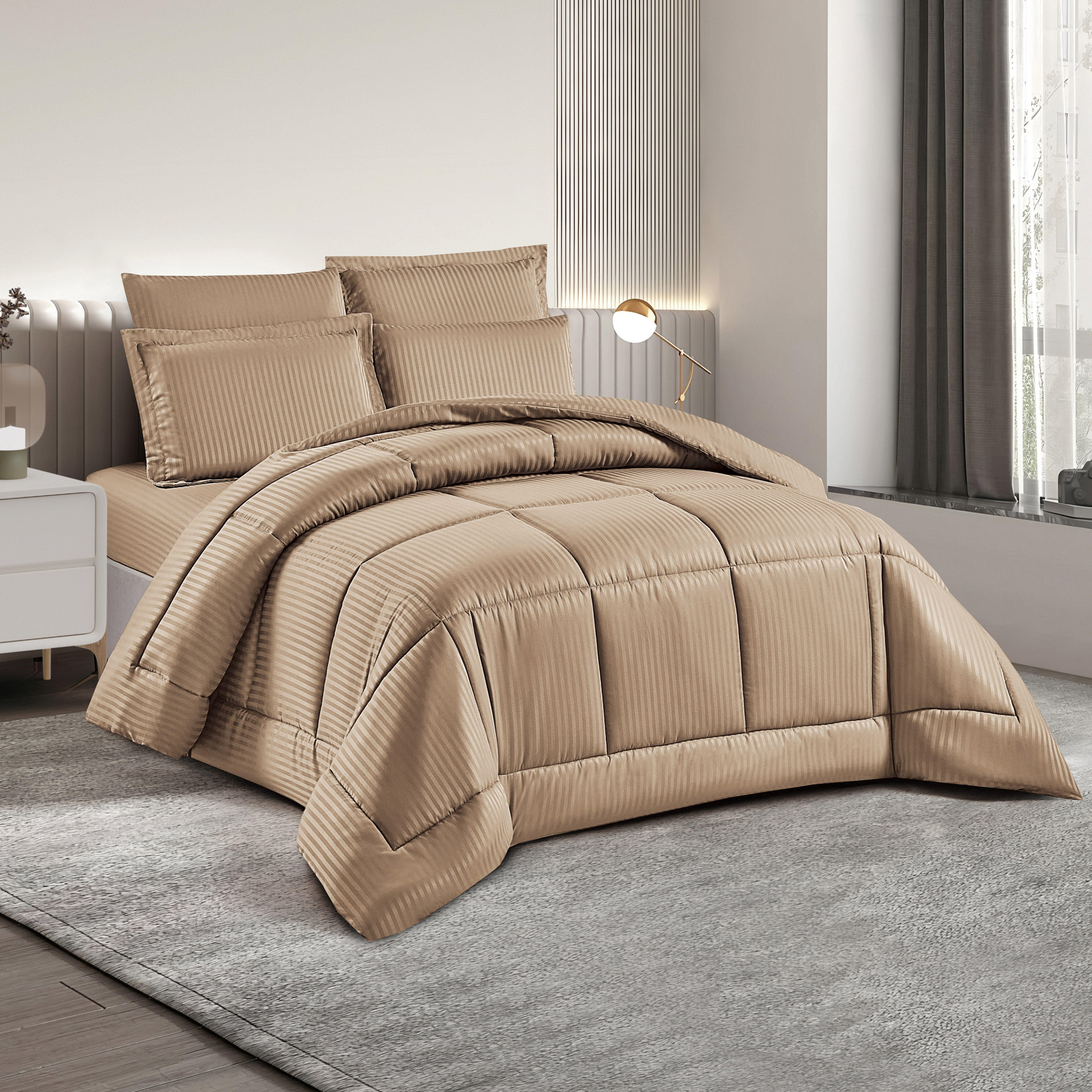 Unique Home Hampton 4-Piece Striped Twin Comforter Set - 170x240 cms-household-bedding-comfortersandbedspreads-comforters-image-1